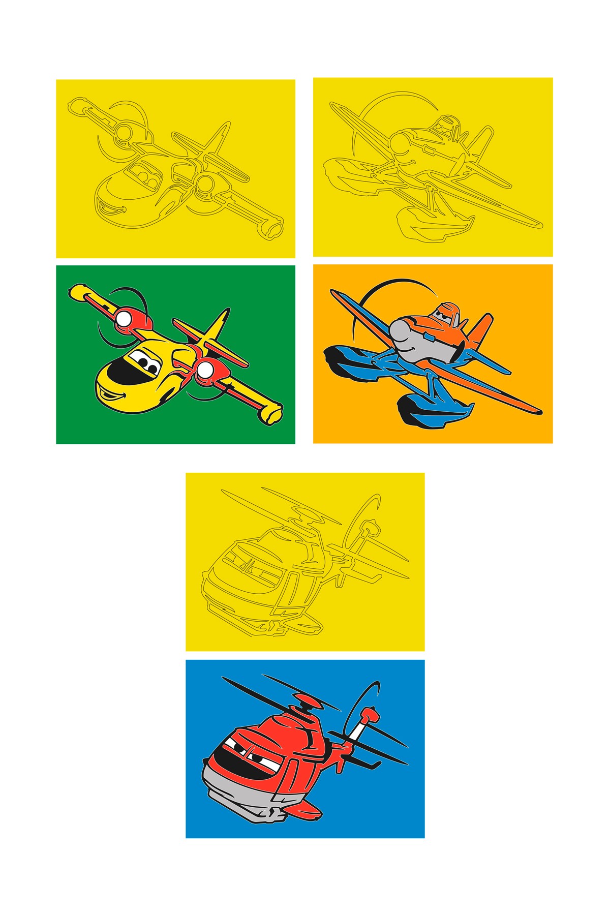 Aircraft, 15 Pieces Large Size A4, Girl-Boy Children's Sand Painting Card Set-Red Castle KB-RC-150