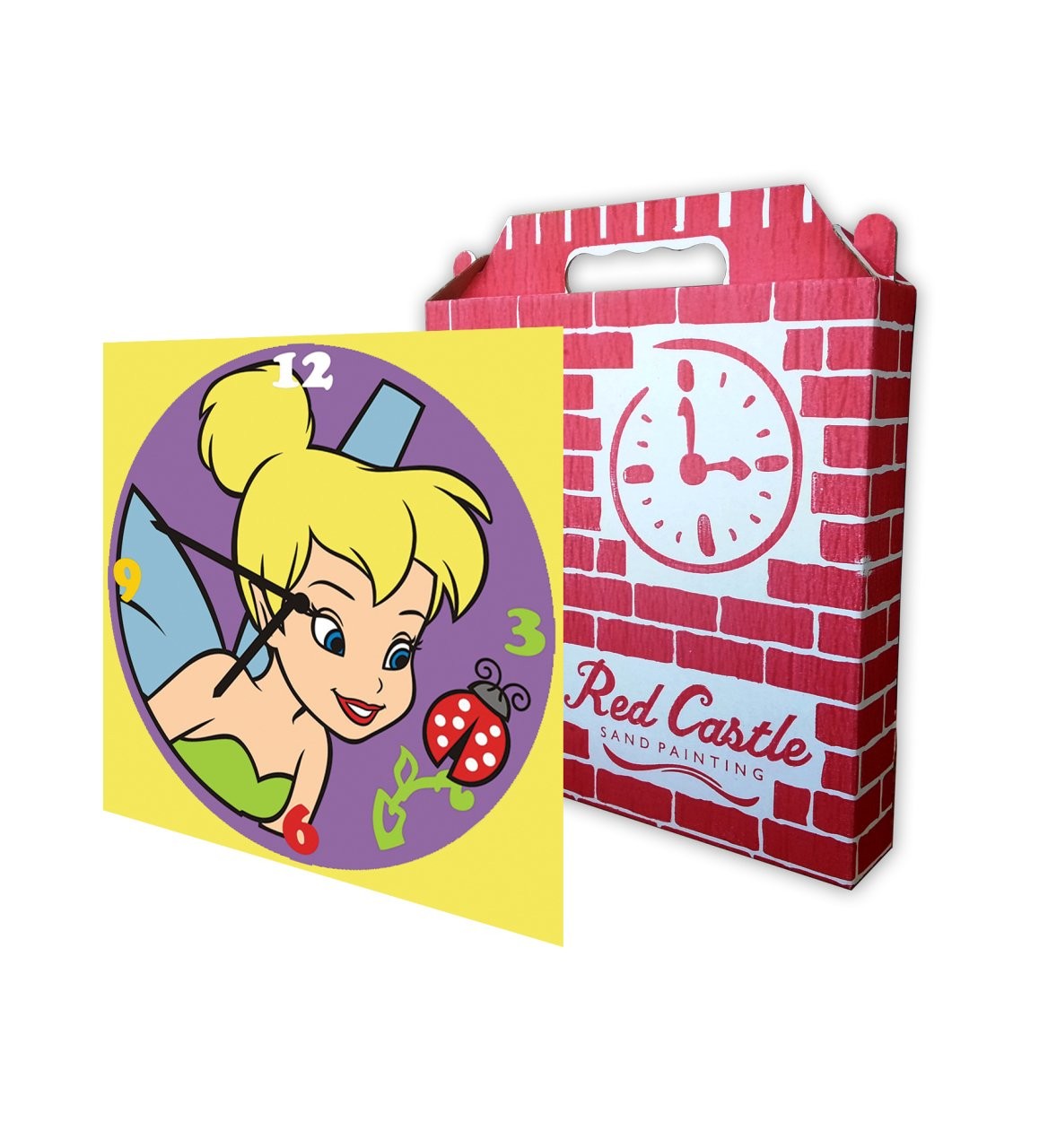 Disney Tinkerbell Clock Sand Painting Card -Red Castle S-0008