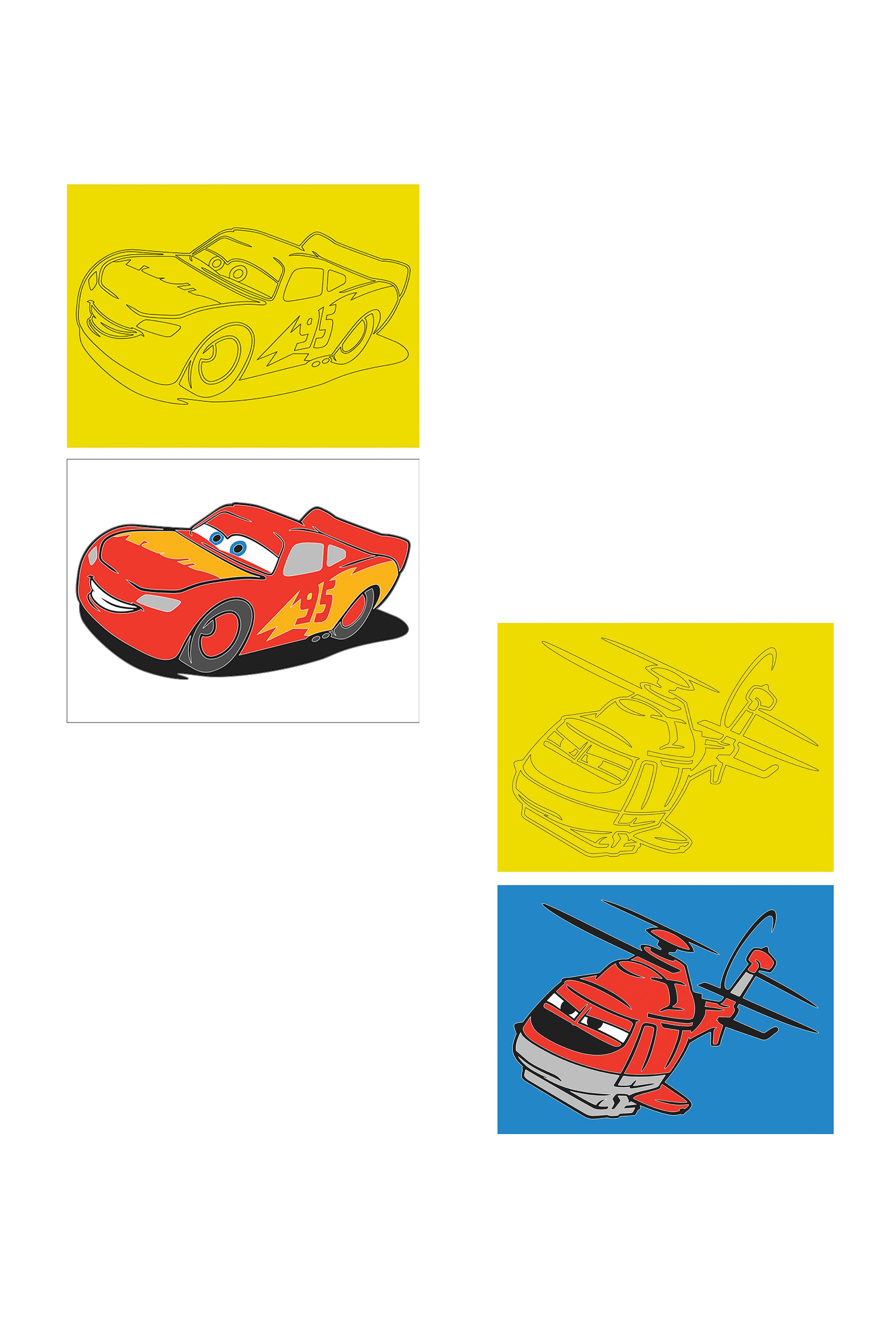 Disney Cars, 10 Piece Large Size A4, Boy Painting Card Set for Boys - Red Castle KB-D-102