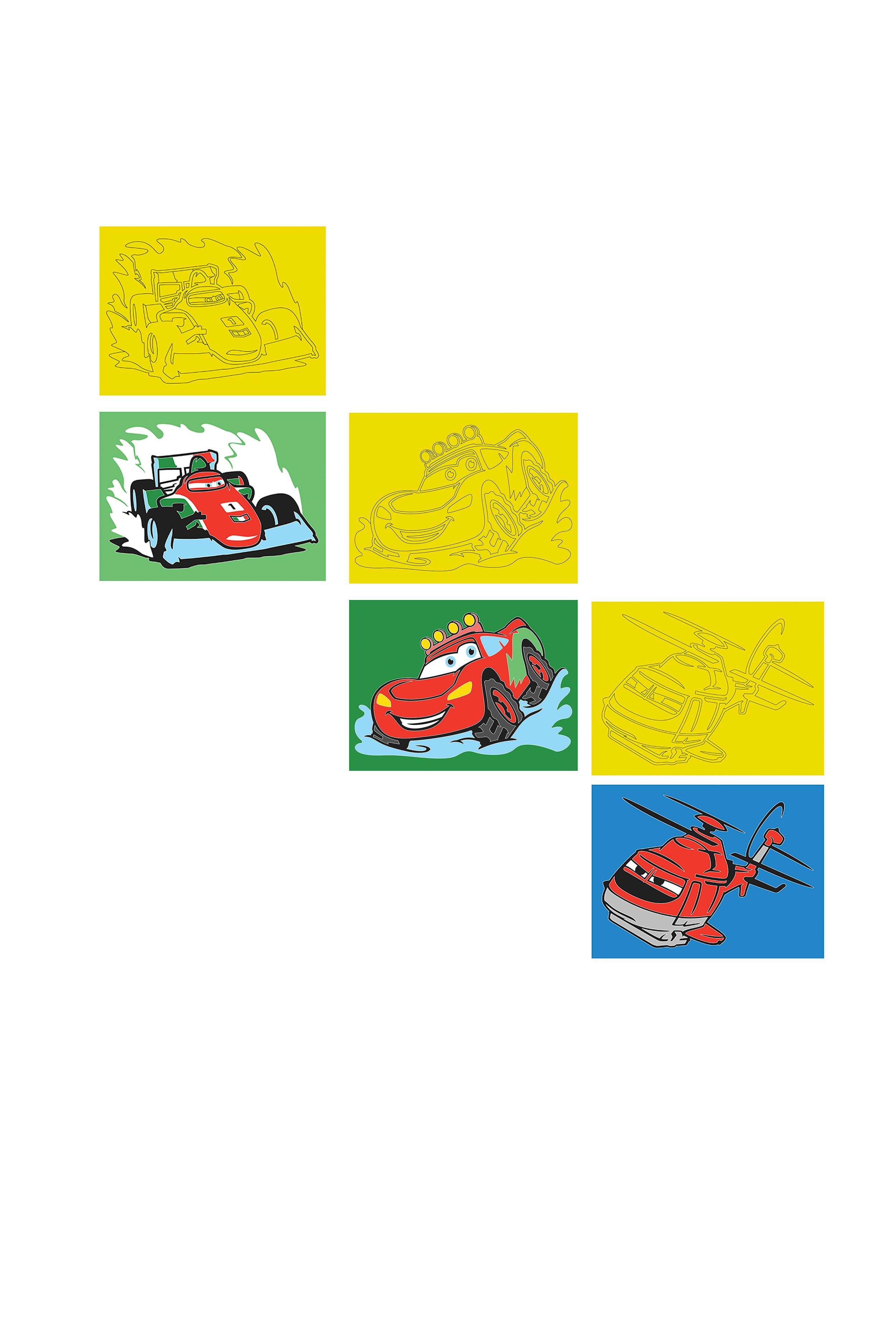 Disney Cars, 15 Pieces Large Size A4, Boy Sand Painting Card Set - Red Castle KB-D-150