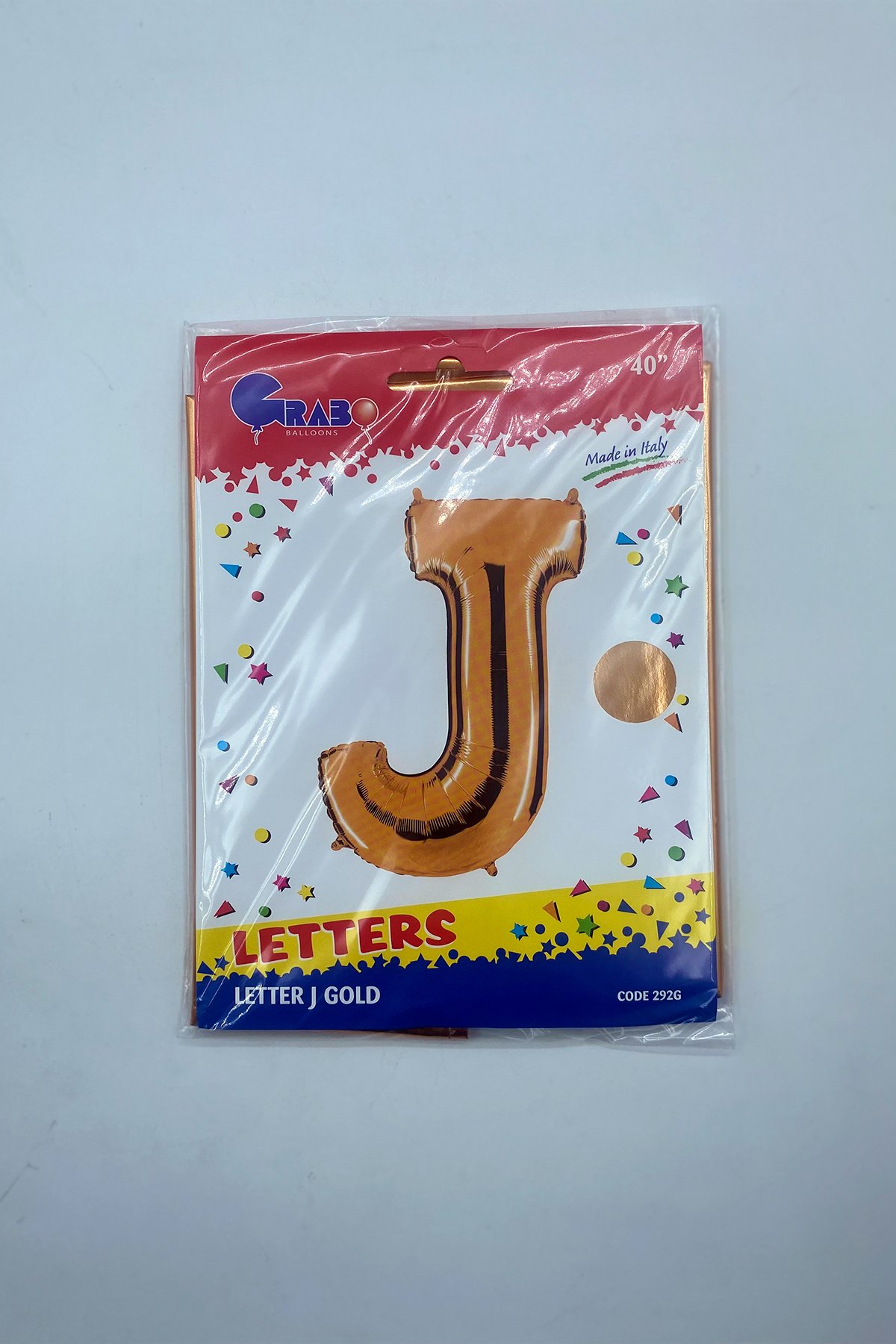 Letter Foil Balloon J Gold 40"(102cm)-Grabo