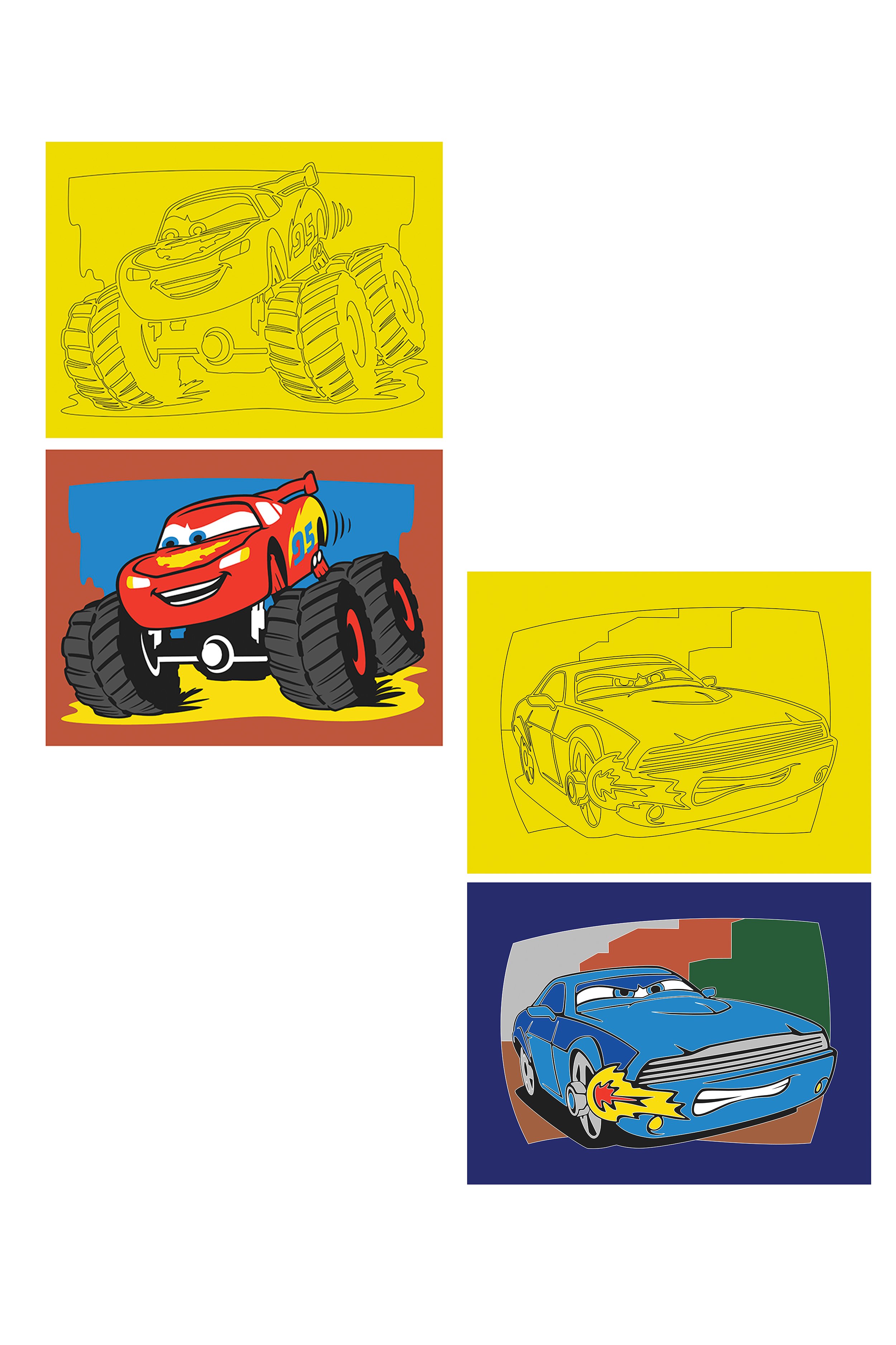 Disney Cars, 10 Piece Large Size A4, Boy Painting Card Set for Boys - Red Castle KB-D-102