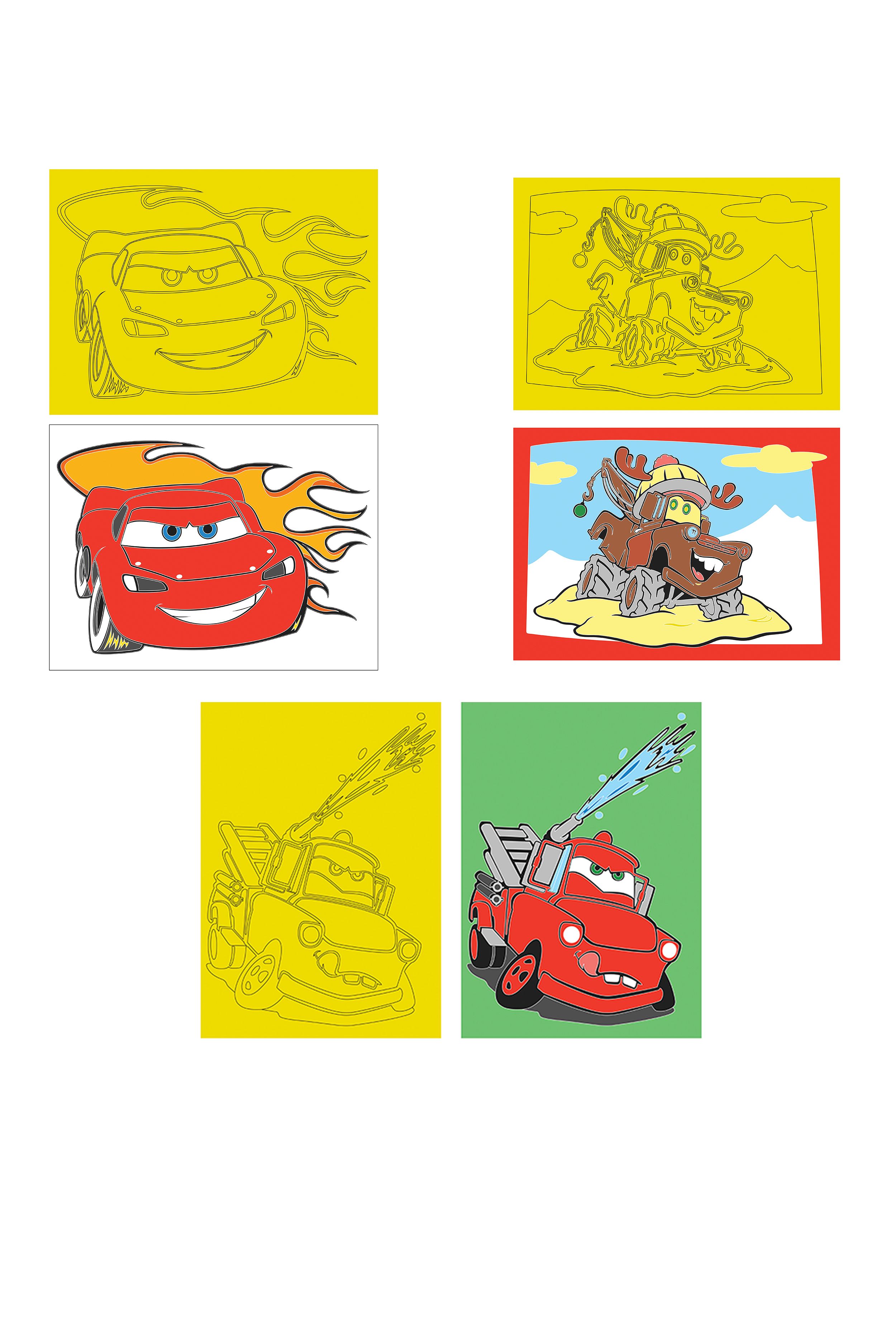 Disney Cars, 15 Pieces Large Size A4, Boy Sand Painting Card Set - Red Castle KB-D-150