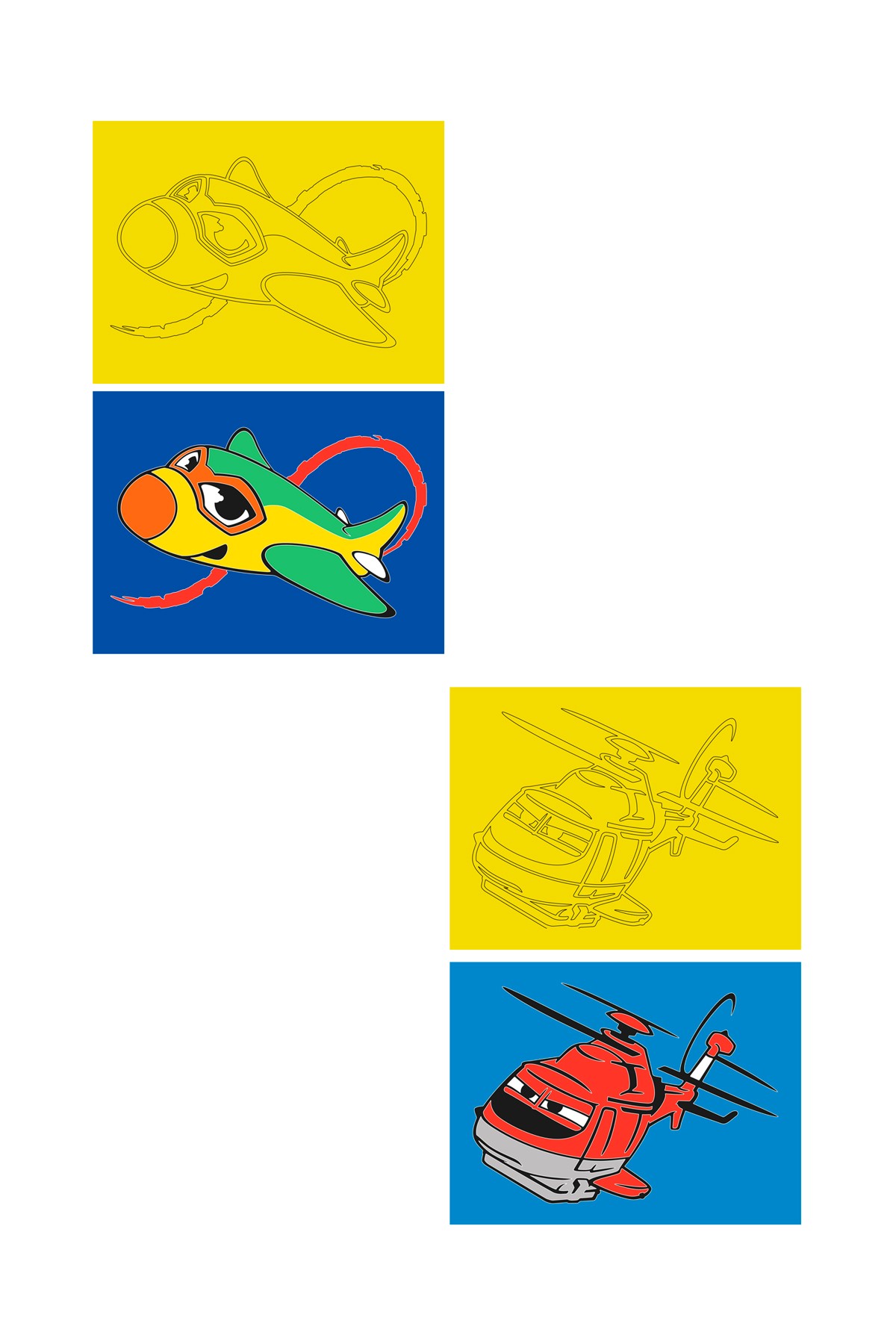 "Aircraft, 10 Pieces Large Size A4, Boy-Girl Child Sand Painting Card Set - Red Castle KB-RC-102"