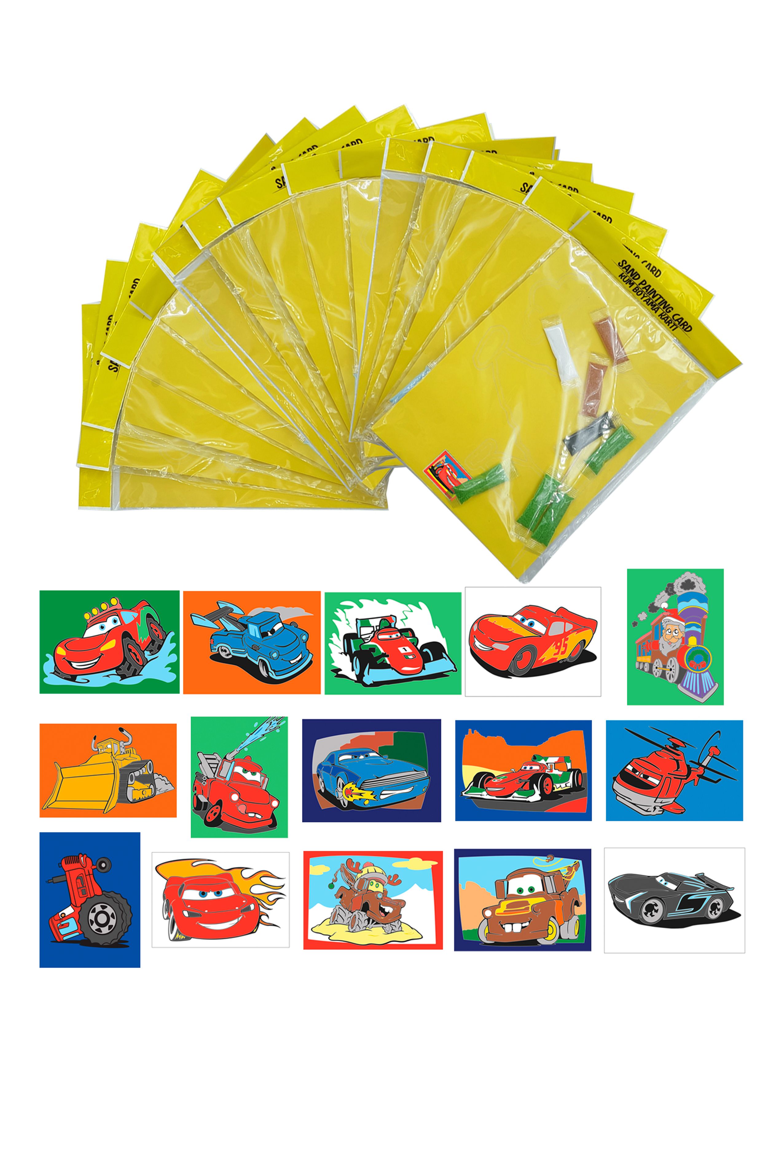 Disney Cars, 15 Pieces Large Size A4, Boy Sand Painting Card Set - Red Castle KB-D-150
