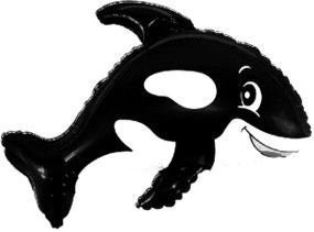 40" S.S Killer Whale Black Folyo Balon-Grabon 10 Adet