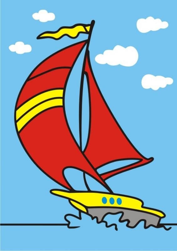 Yelkenli (Sailing) Kum Boyama Kartı M, 25Adet(23,5X33cm)-Red Castle KM142