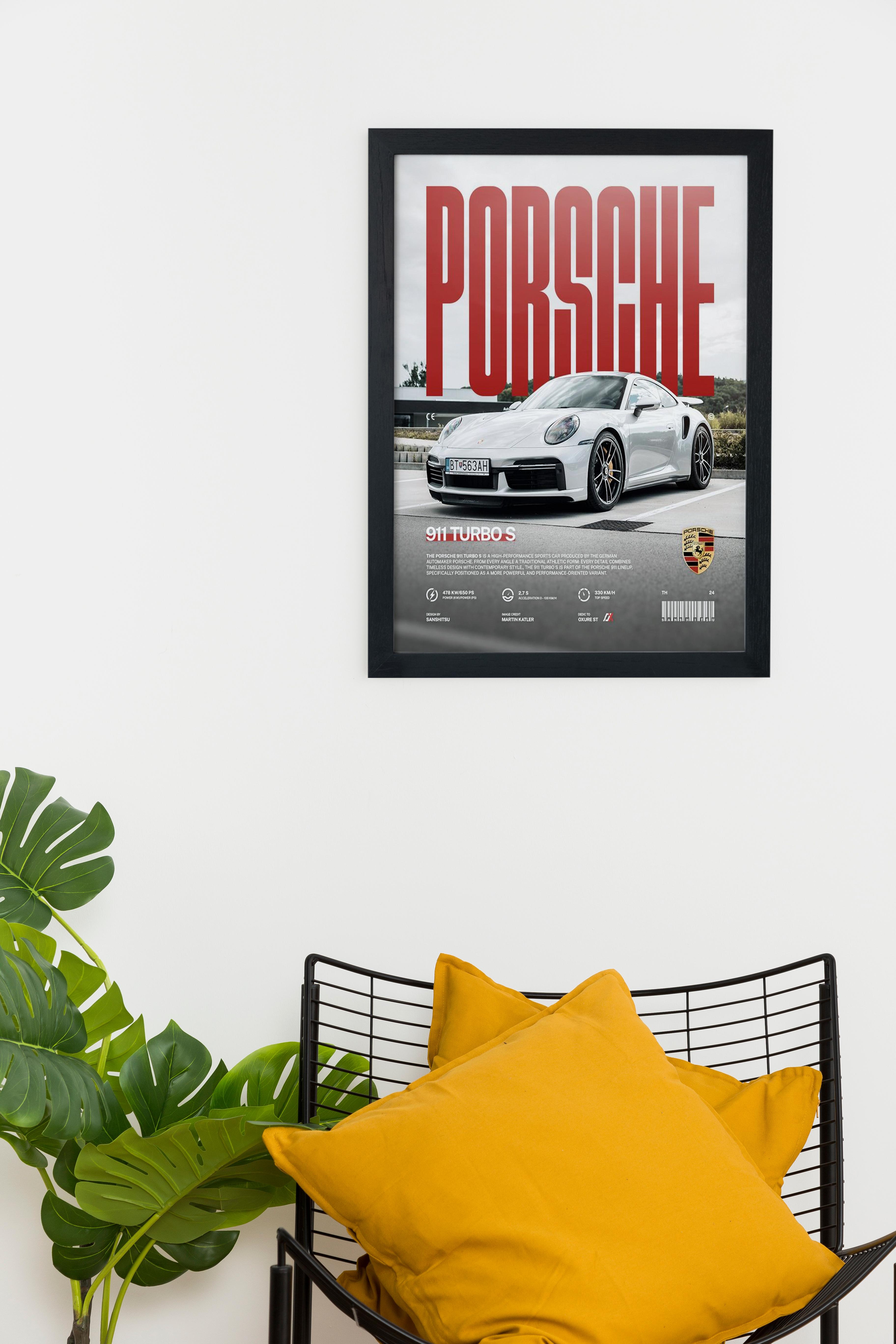 PORSCHE Car Serie Özel Tasarım Siyah Çerçeveli Tablo Poster