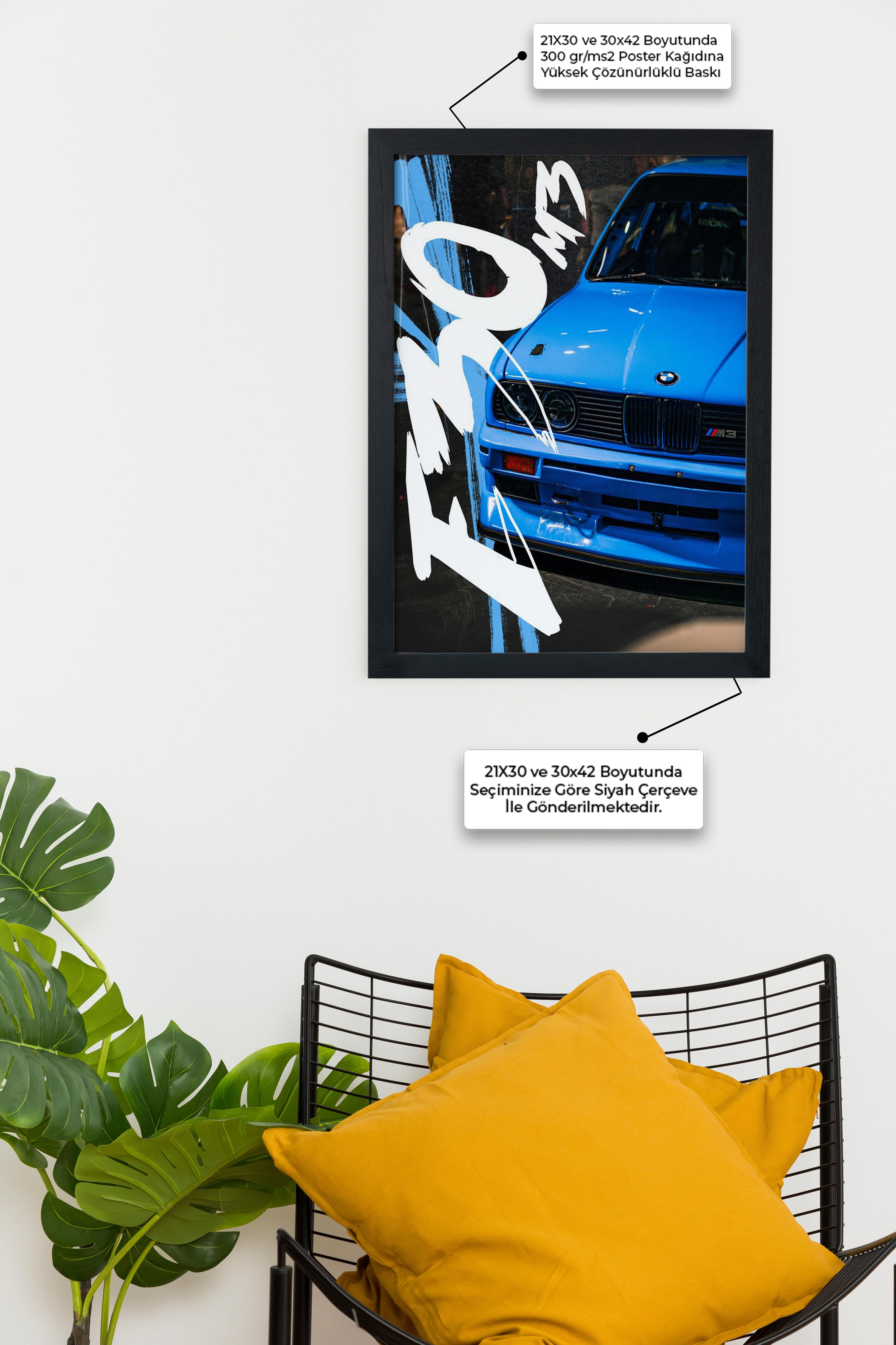 E30 Car Serie Özel Tasarım Çerçevesiz Poster