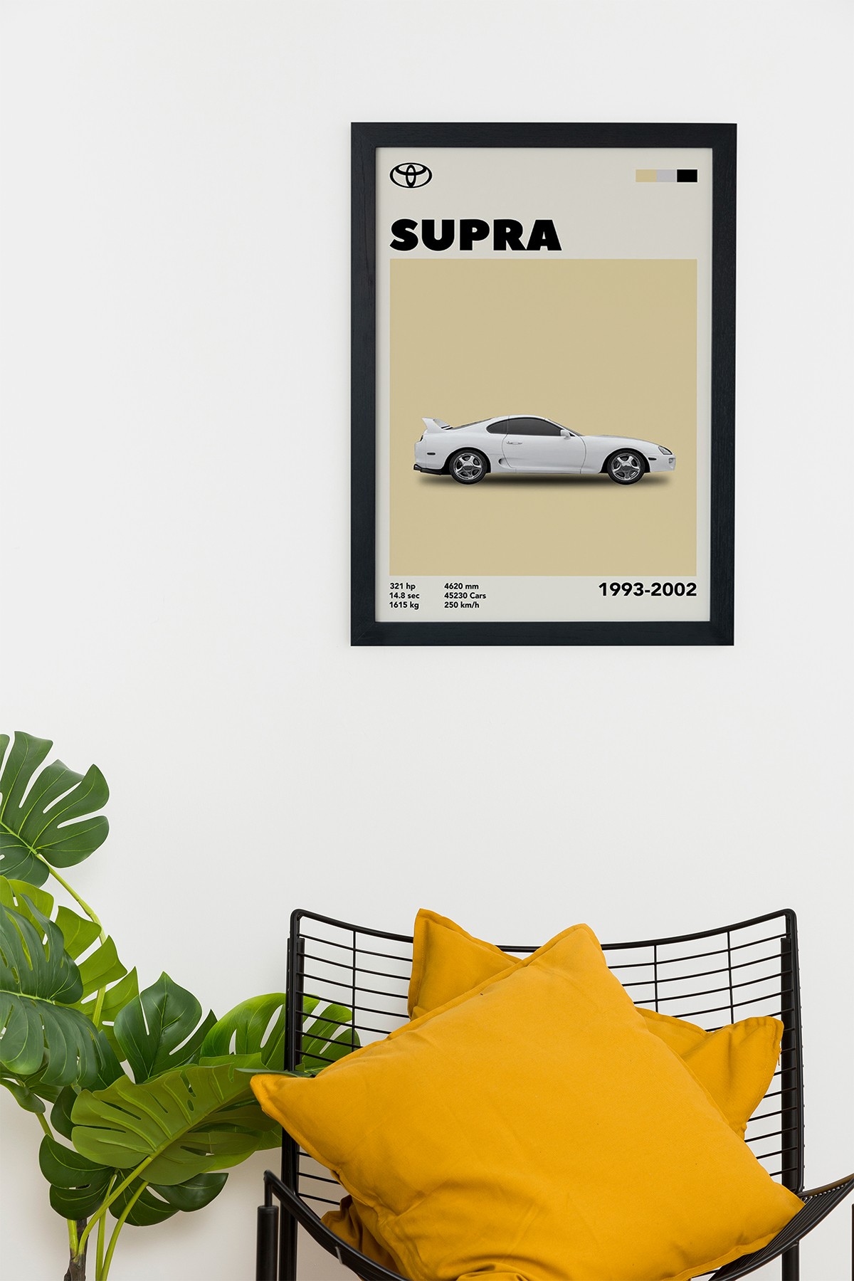 Toyota Supra 1993-2002 Car Serie Özel Tasarım Siyah Çerçeveli Tablo Poster