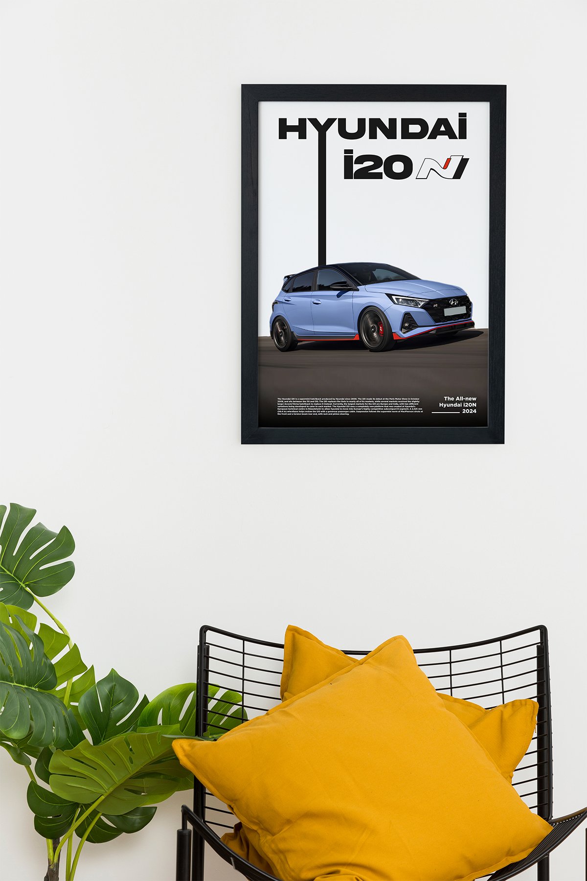 Hyundai i20N Tasarımlı Siyah Çerçeveli Tablo Poster