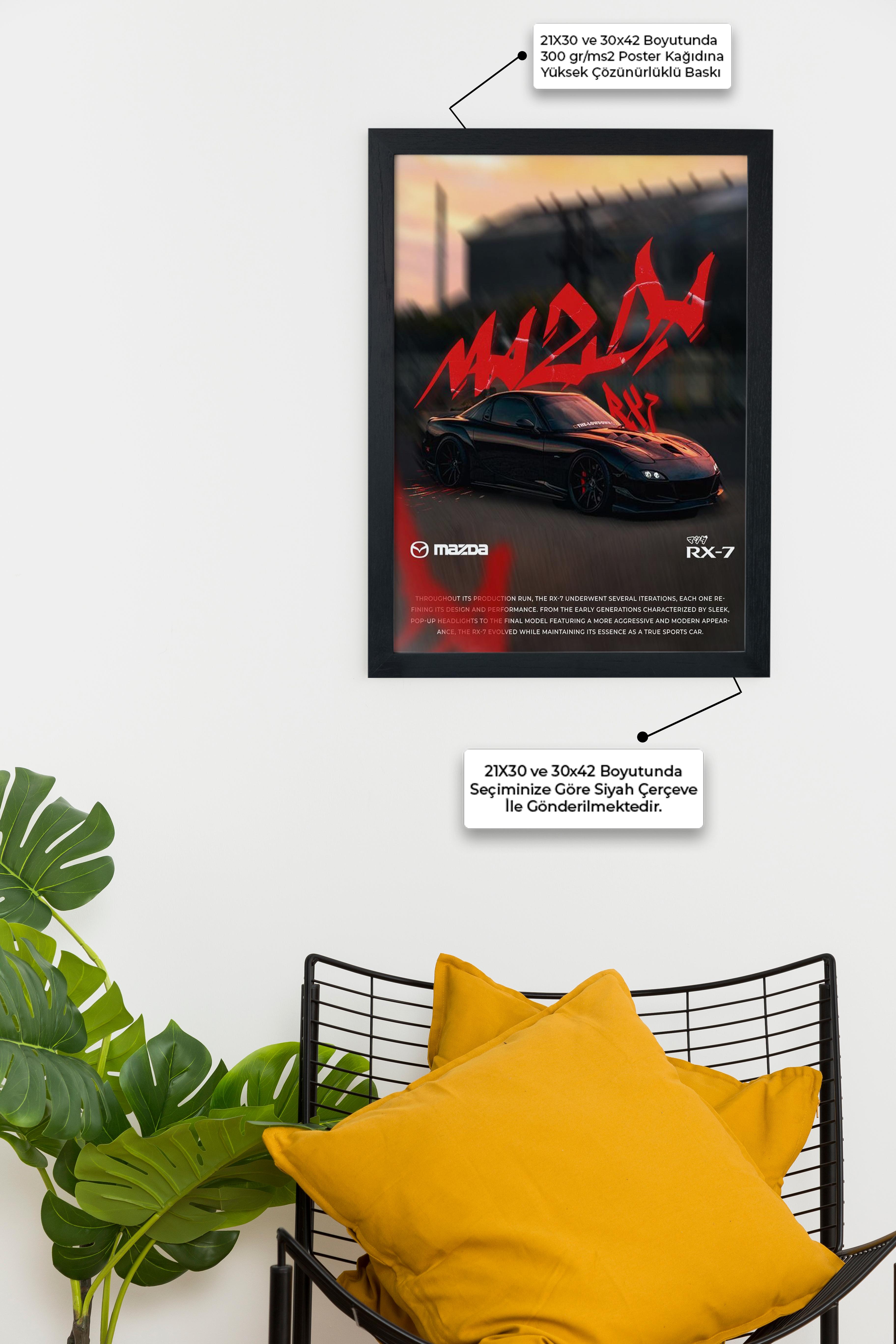 MAZDA Car Serie Özel Tasarım Siyah Çerçeveli Tablo Poster