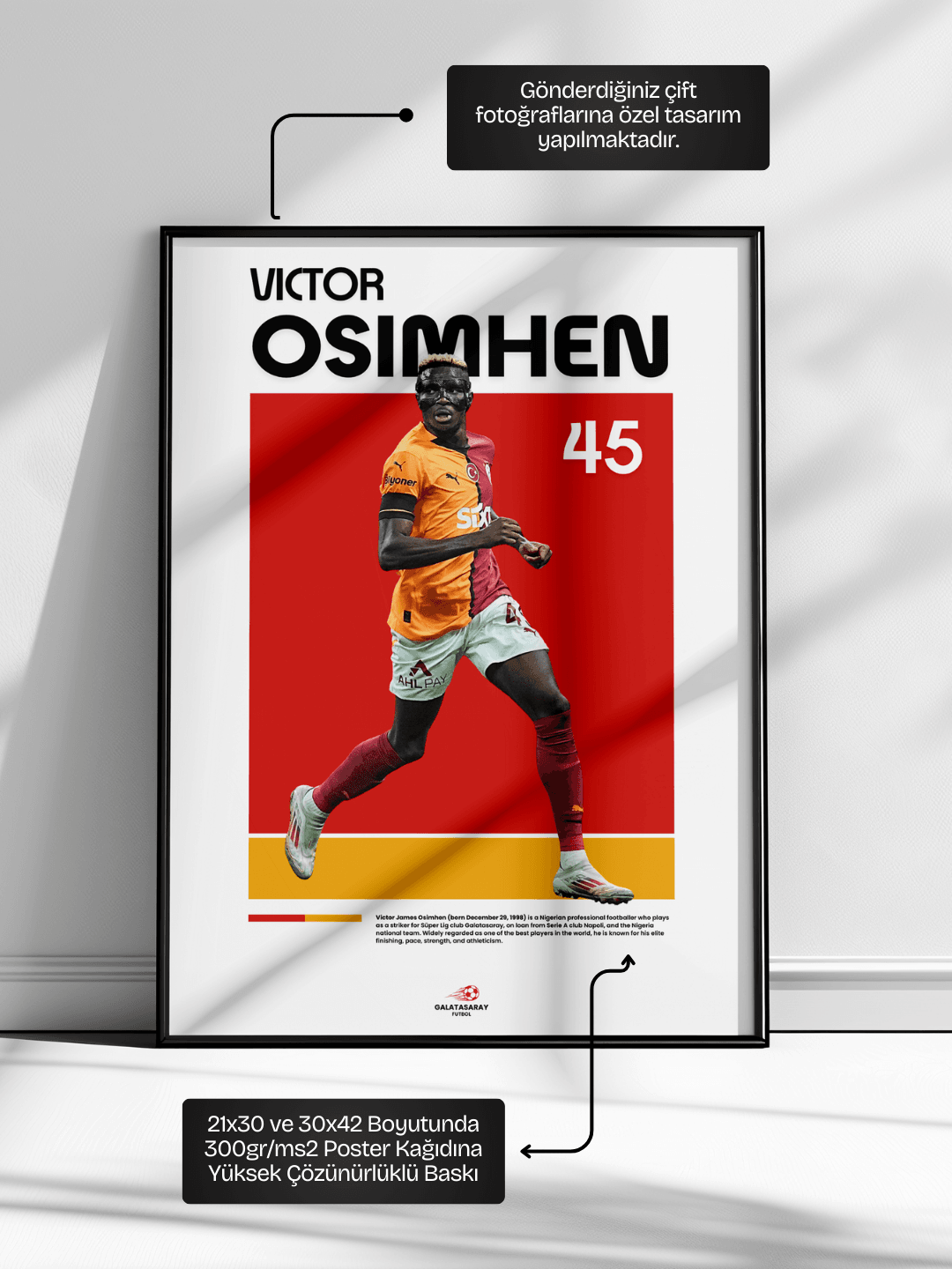 Victor James Osimhen Galatasaray Siyah Çerçeveli Poster Tablosu