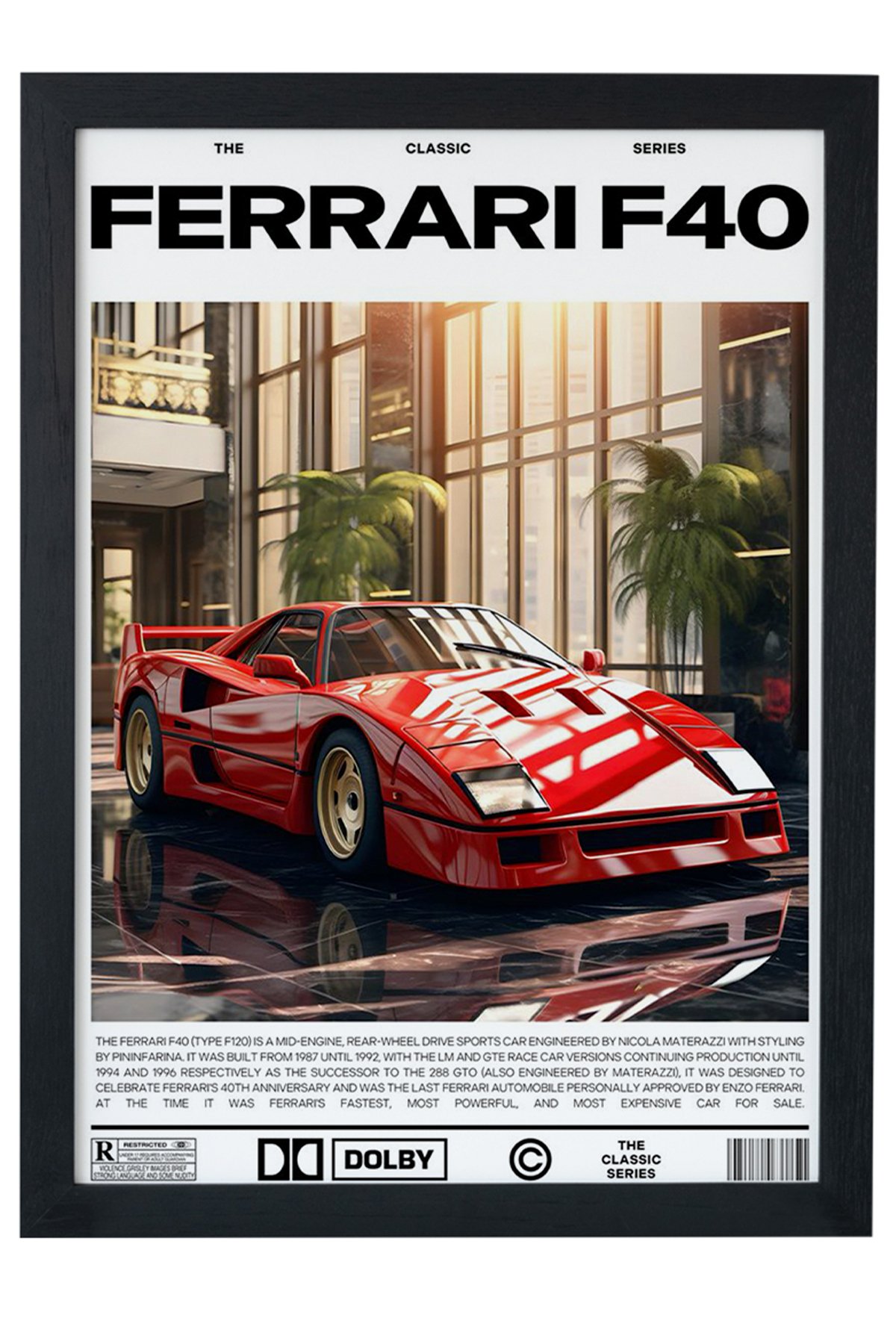 FERRARİ F40 Car Serie Özel Tasarım Siyah Çerçeveli Tablo Poster main variant image