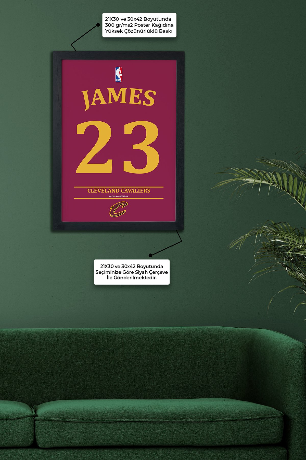 Lebron James Tasarımlı Siyah Çerçeveli Tablo Poster