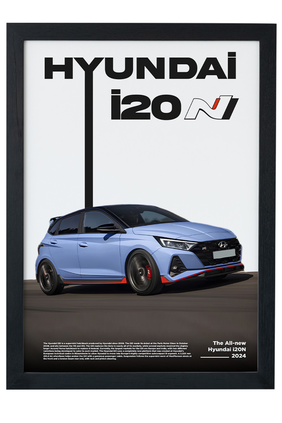 Hyundai i20N Tasarımlı Siyah Çerçeveli Tablo Poster main variant image