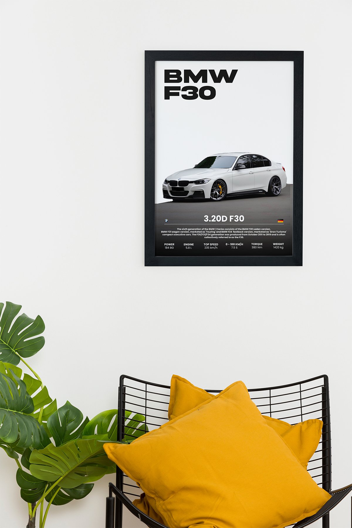 Bmw 3.20D F30 V1 Tasarım Çerçevesiz Poster