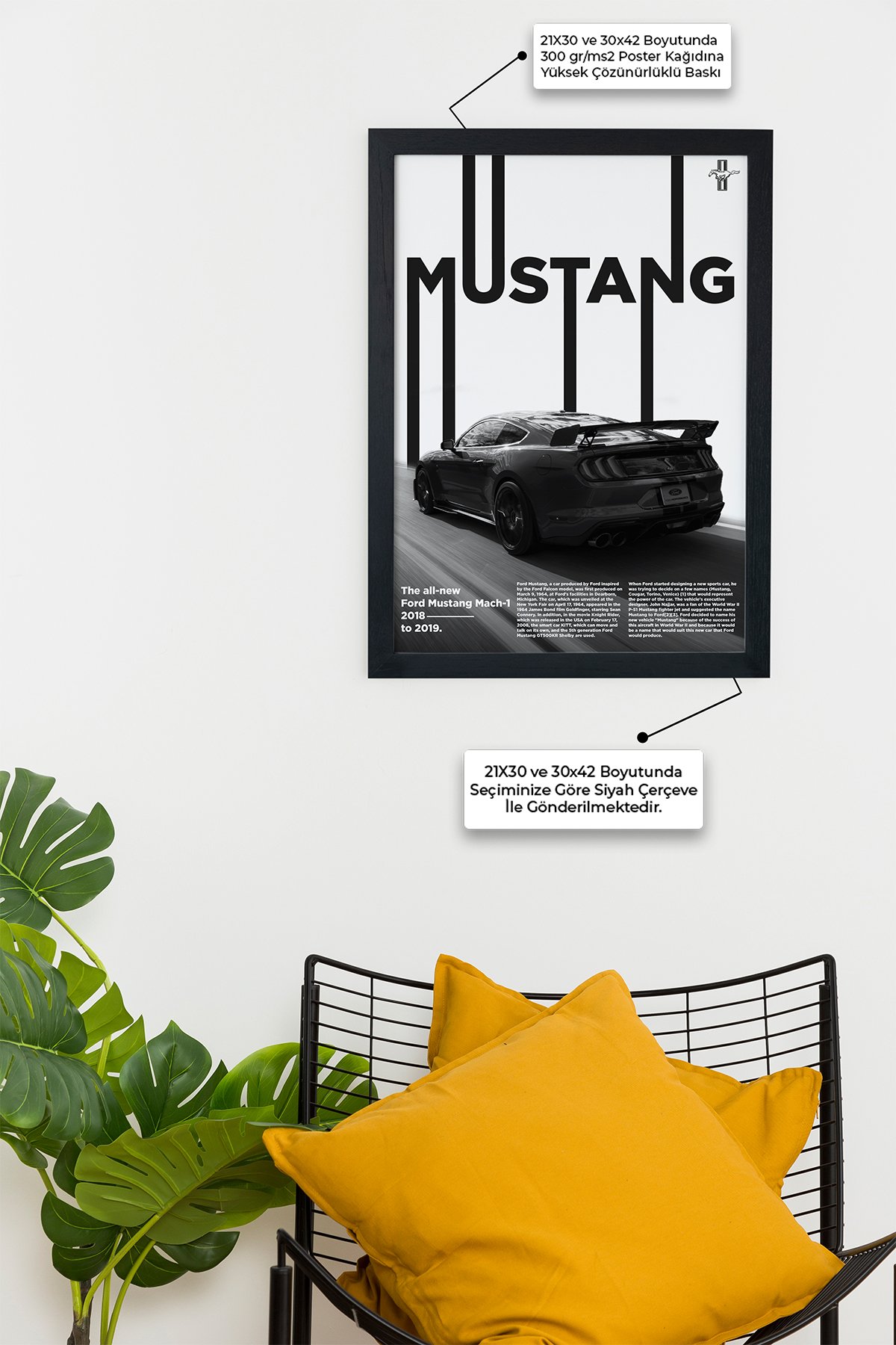 Ford Mustang Mach-1 Siyah Çerçeveli Tablo Siyah Çerçeveli Tablo Poster