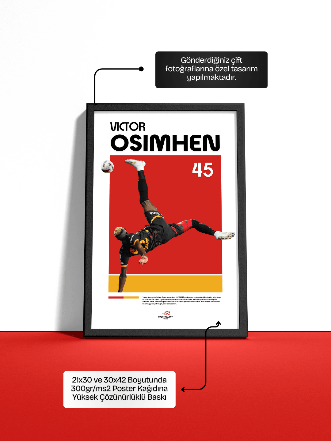 Victor James Osimhen Röveşata Galatasaray Siyah Çerçeveli Poster Tablosu