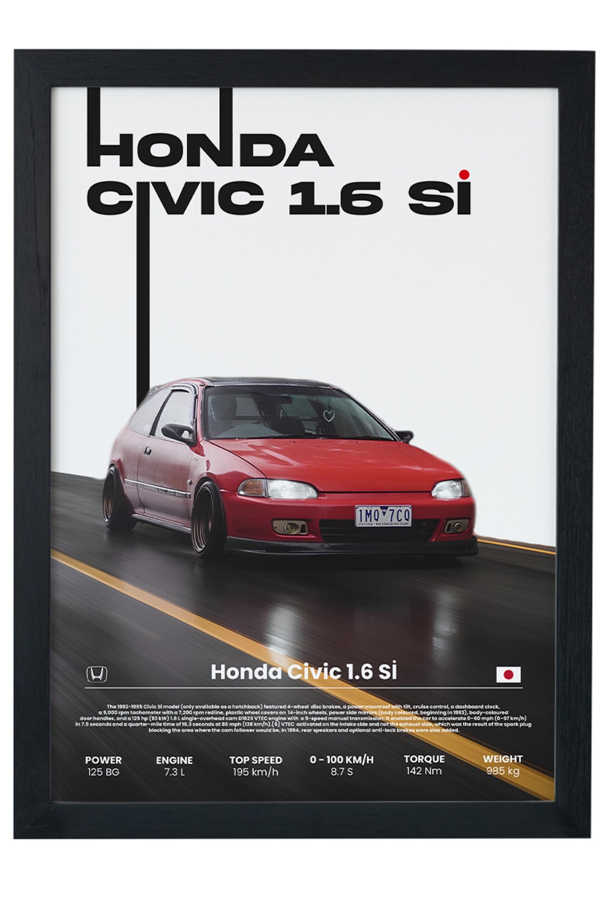 Honda Cıvıc 1.6 Sİ Siyah Çerçeveli Tablo Poster main variant image