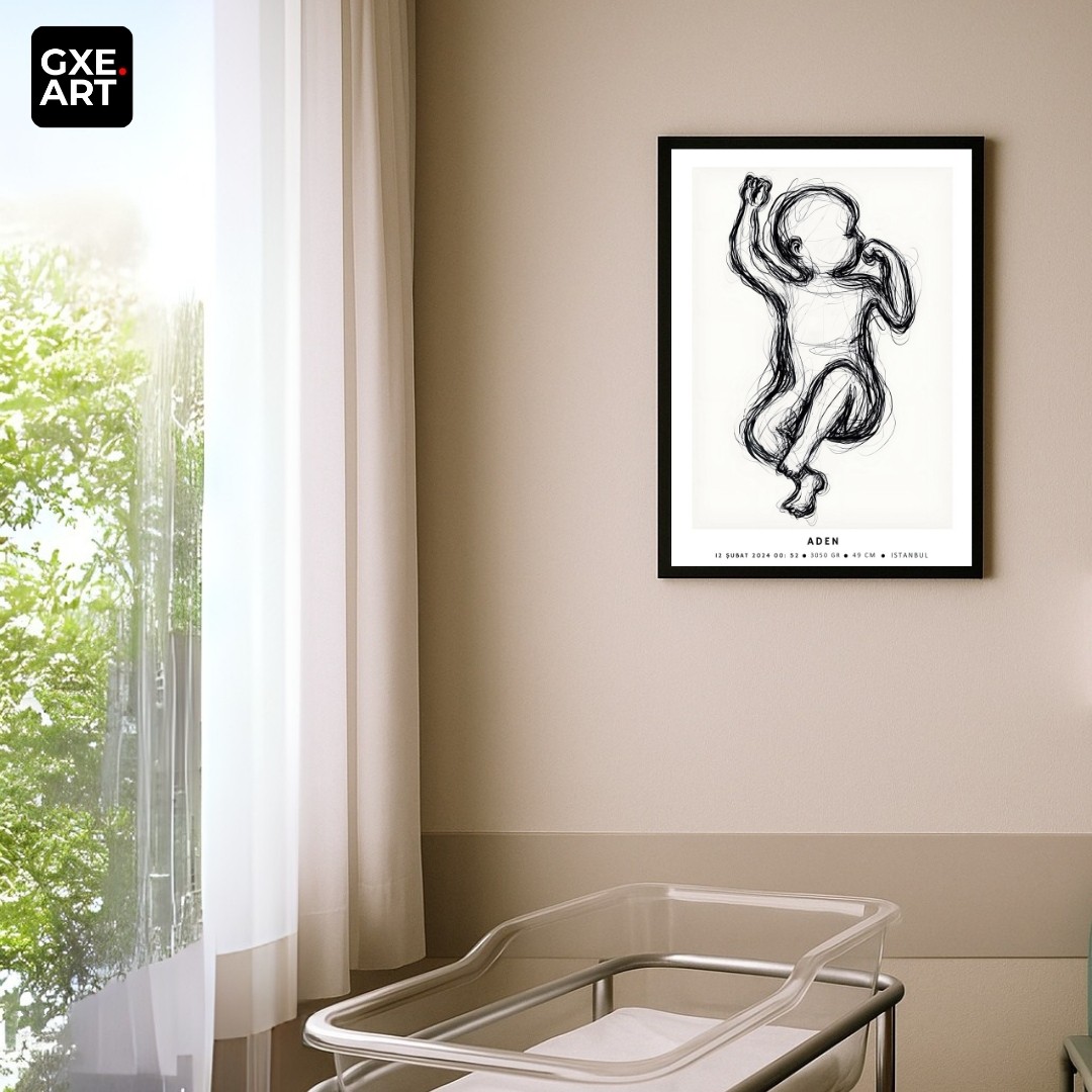 Yeni Doğan Bebek Çerçeveli Poster Tablo