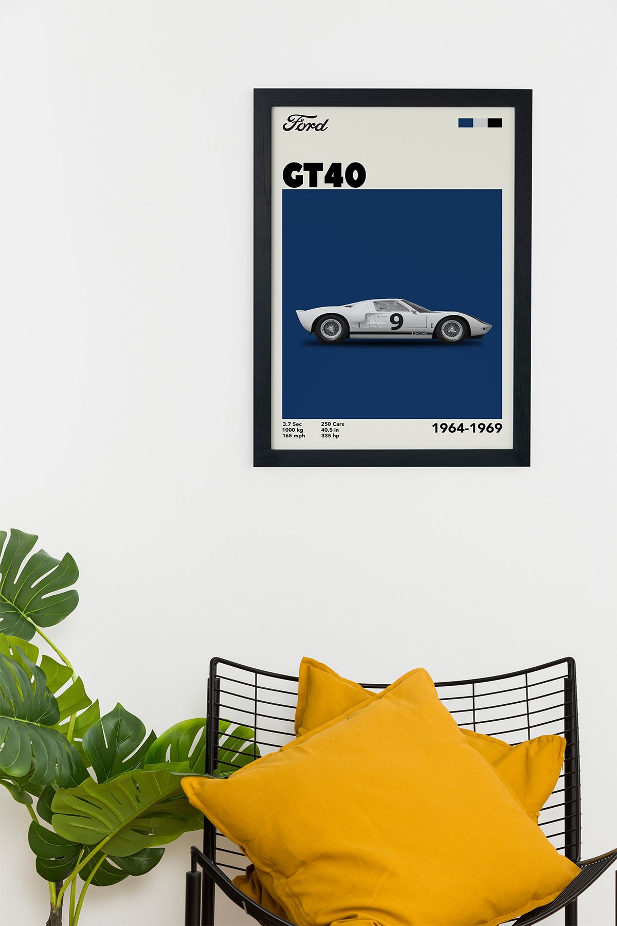 Ford GT40 1964-1969 Car Serie Özel Tasarım Siyah Çerçeveli Tablo Poster