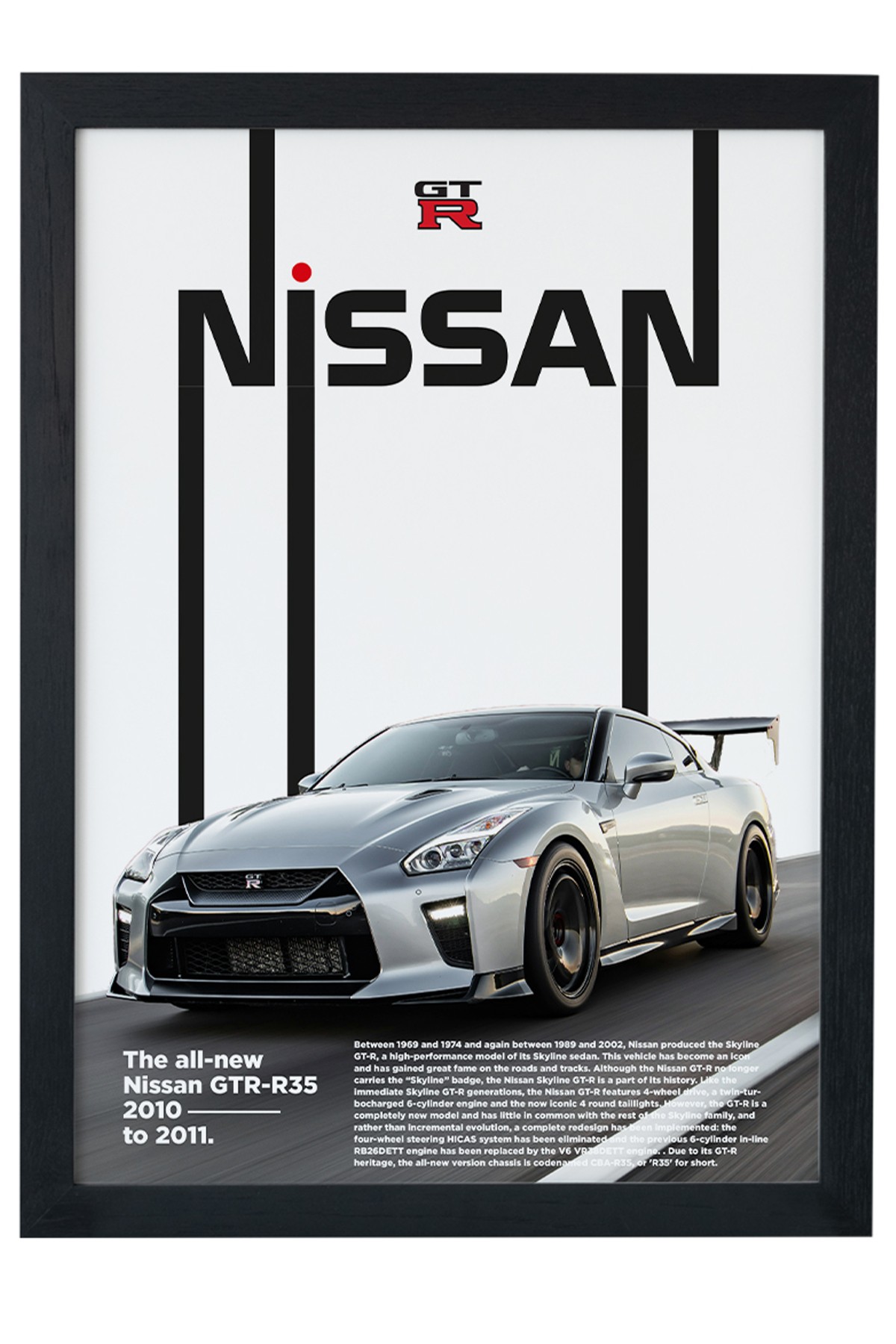 Nissan Gtr R35 Siyah Çerçeveli Tablo Poster main variant image