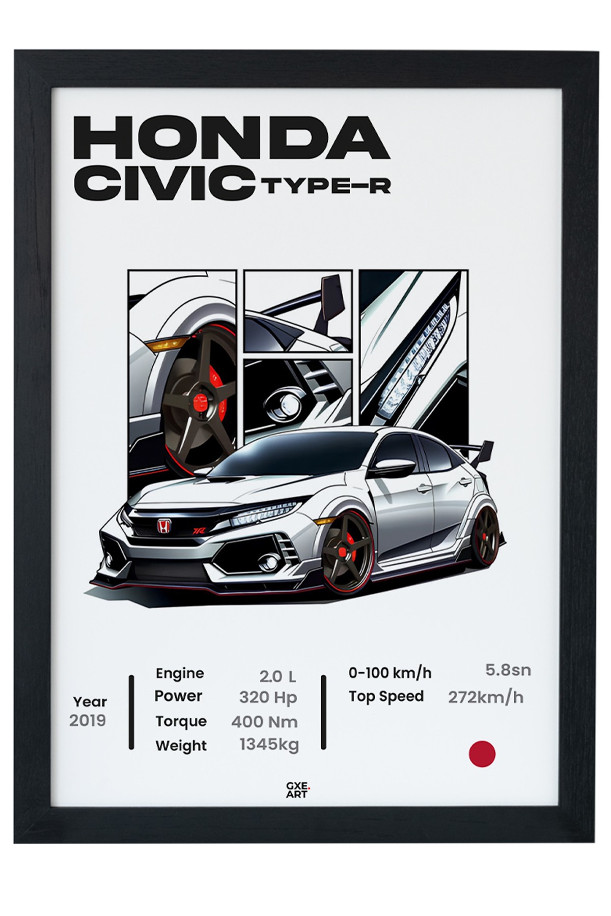 Honda Cıvıc TYPE-R Siyah Çerçeveli Tablo Poster main variant image