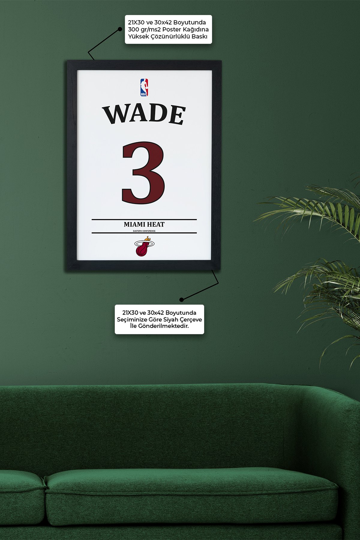 Dwyane Wade Tasarımlı Siyah Çerçeveli Tablo Poster