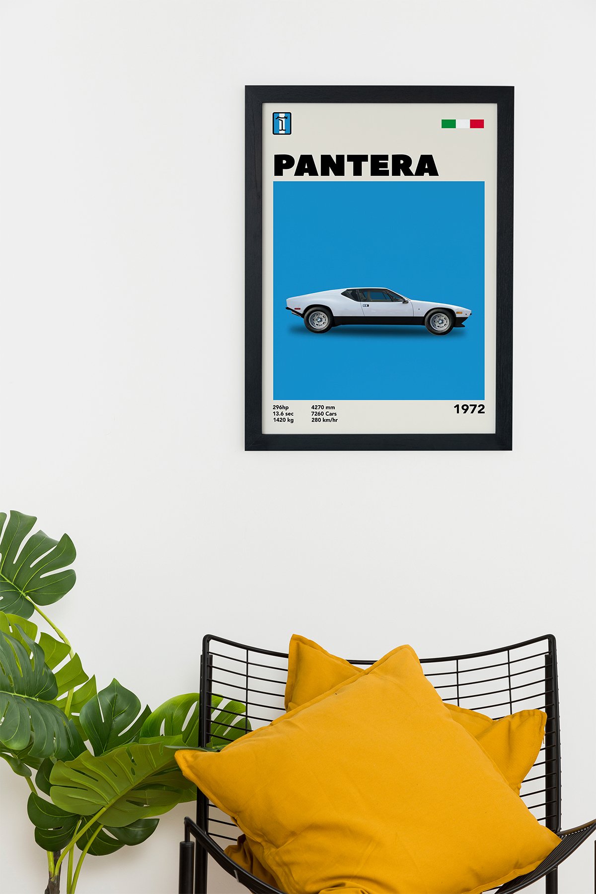 Pantera 1972 Car Serie Özel Tasarım Siyah Çerçeveli Tablo Poster