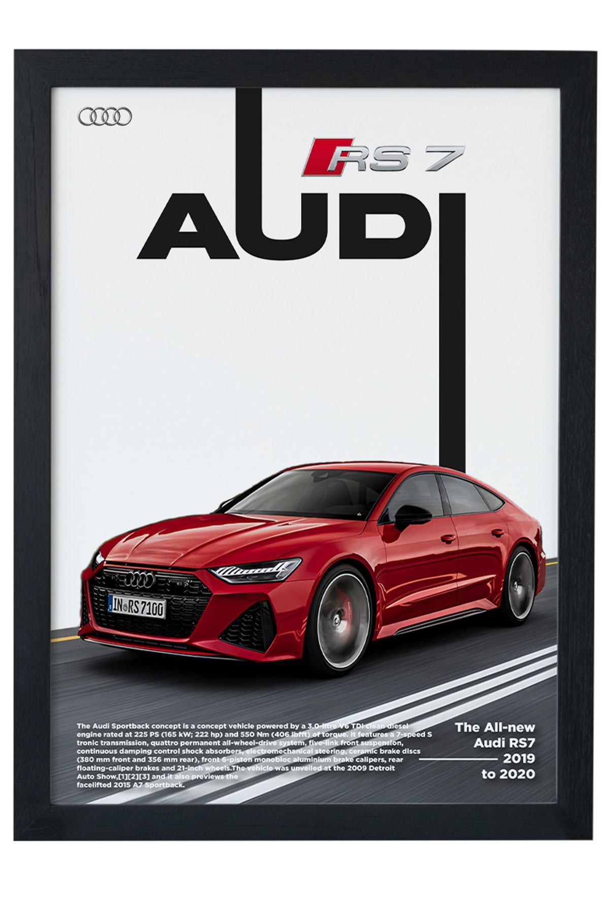 Audi Rs7 Tasarımlı Siyah Çerçeveli Tablo Poster main variant image