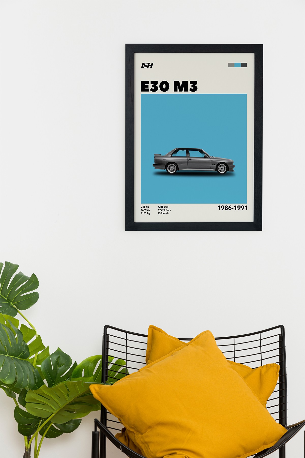 BMW E30 M3 1986-1991 Car Serie Tasarım Çerçevesiz Poster