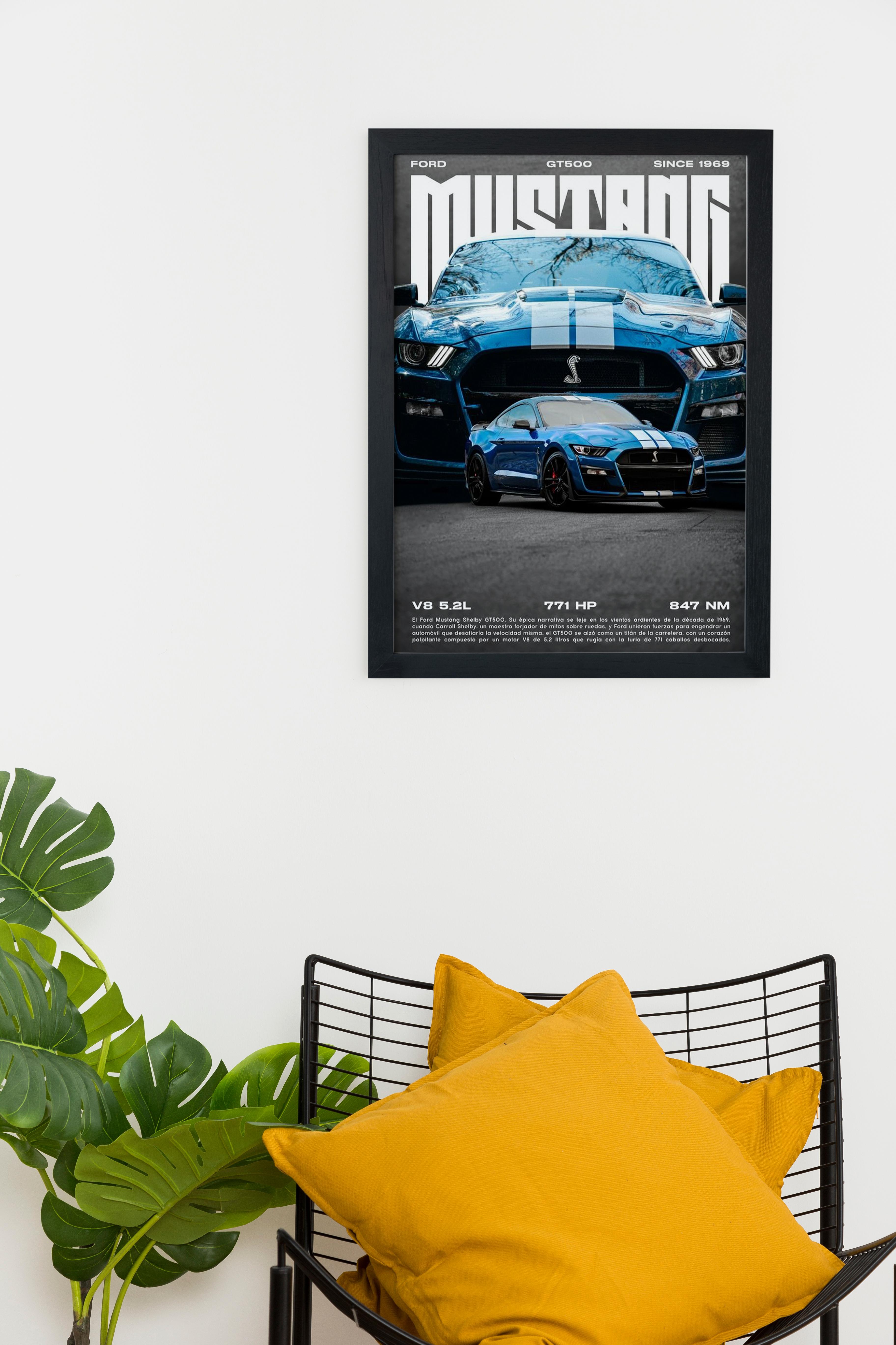 MUSTANG Car Serie Özel Tasarım Siyah Çerçeveli Tablo Poster