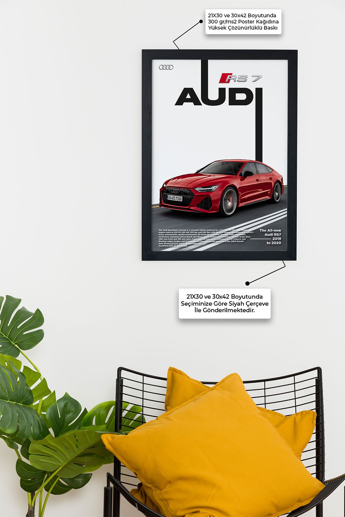 Audi Rs7 Tasarımlı Siyah Çerçeveli Tablo Poster