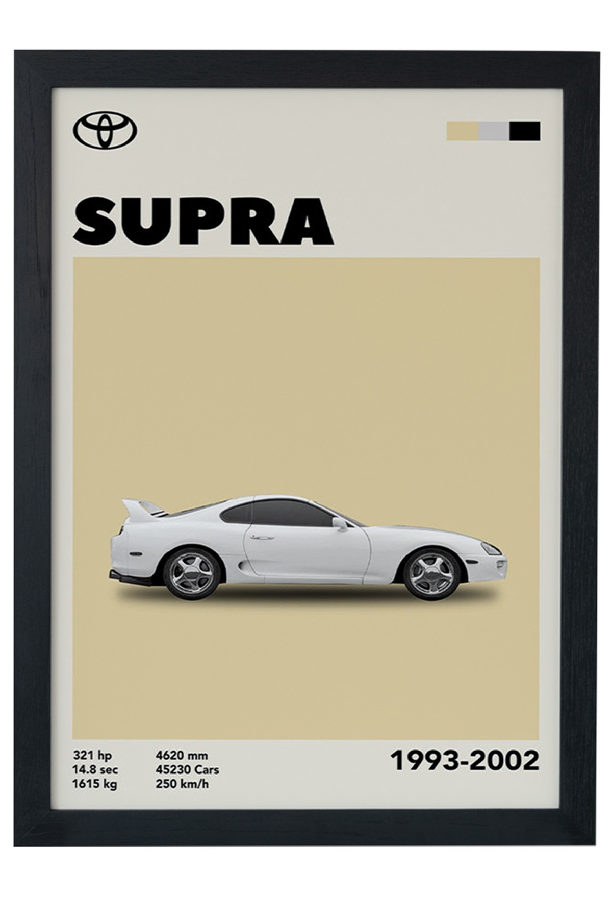 Toyota Supra 1993-2002 Car Serie Özel Tasarım Siyah Çerçeveli Tablo Poster main variant image