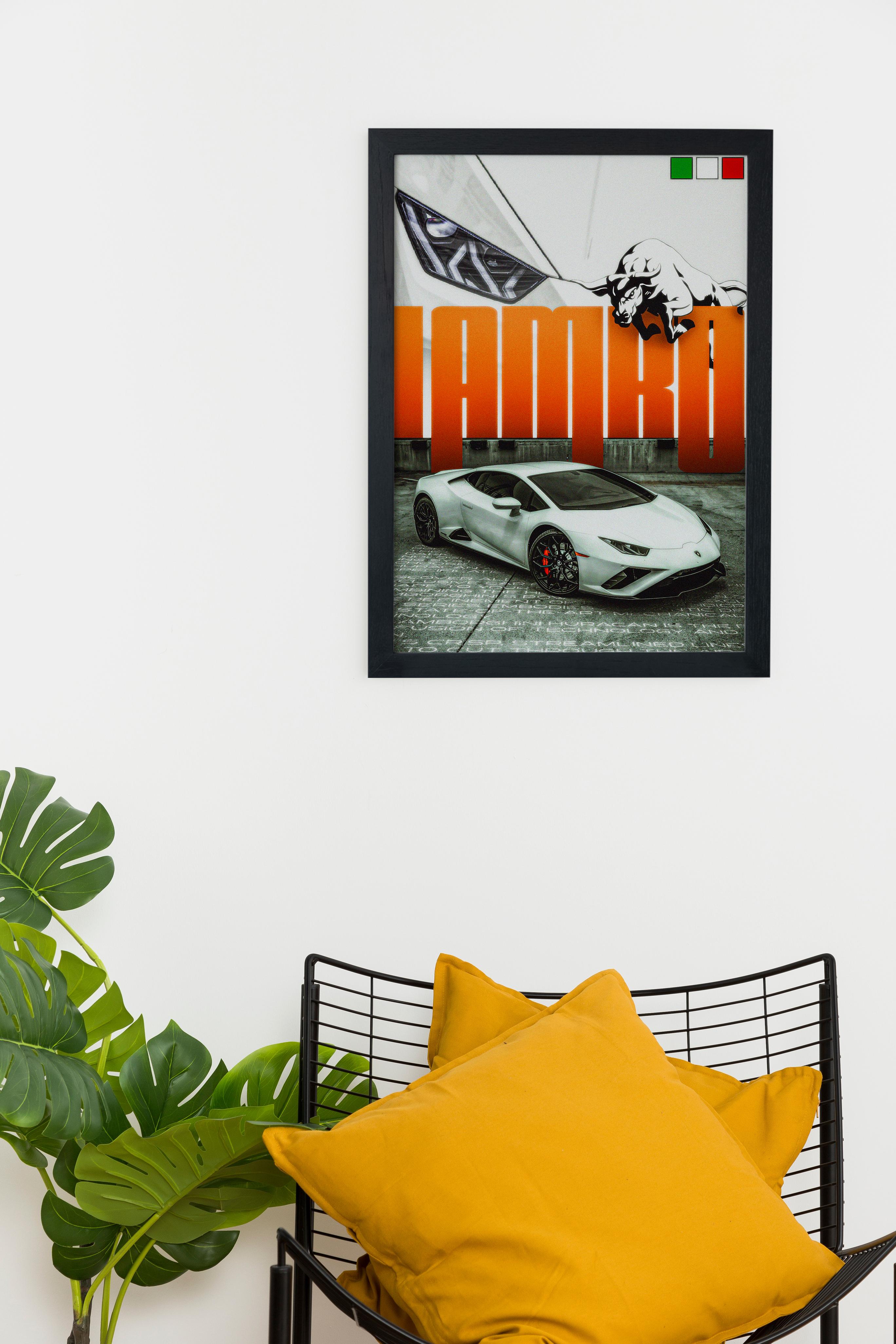 Lamborghini Serie Özel Tasarım Siyah Çerçeveli Tablo Poster