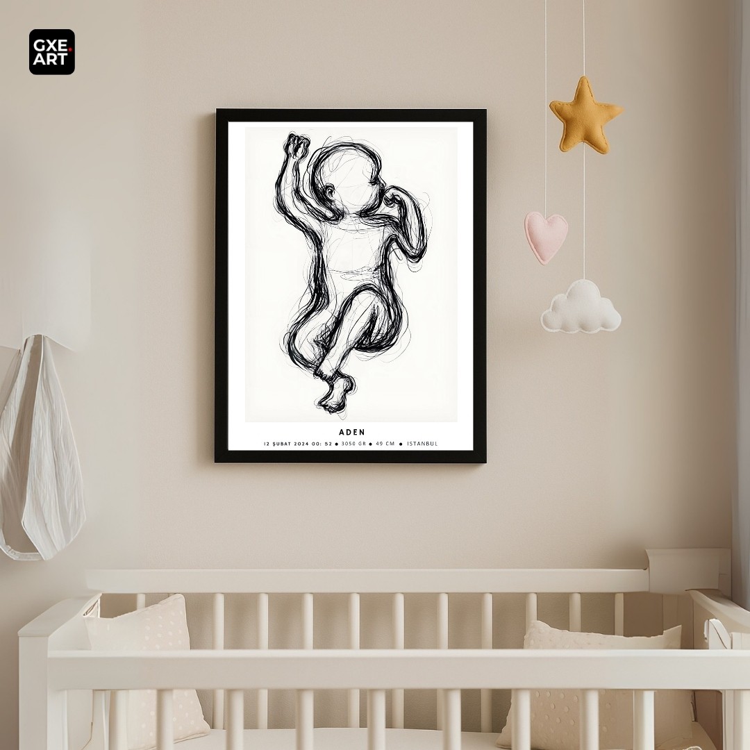 Yeni Doğan Bebek Çerçeveli Poster Tablo