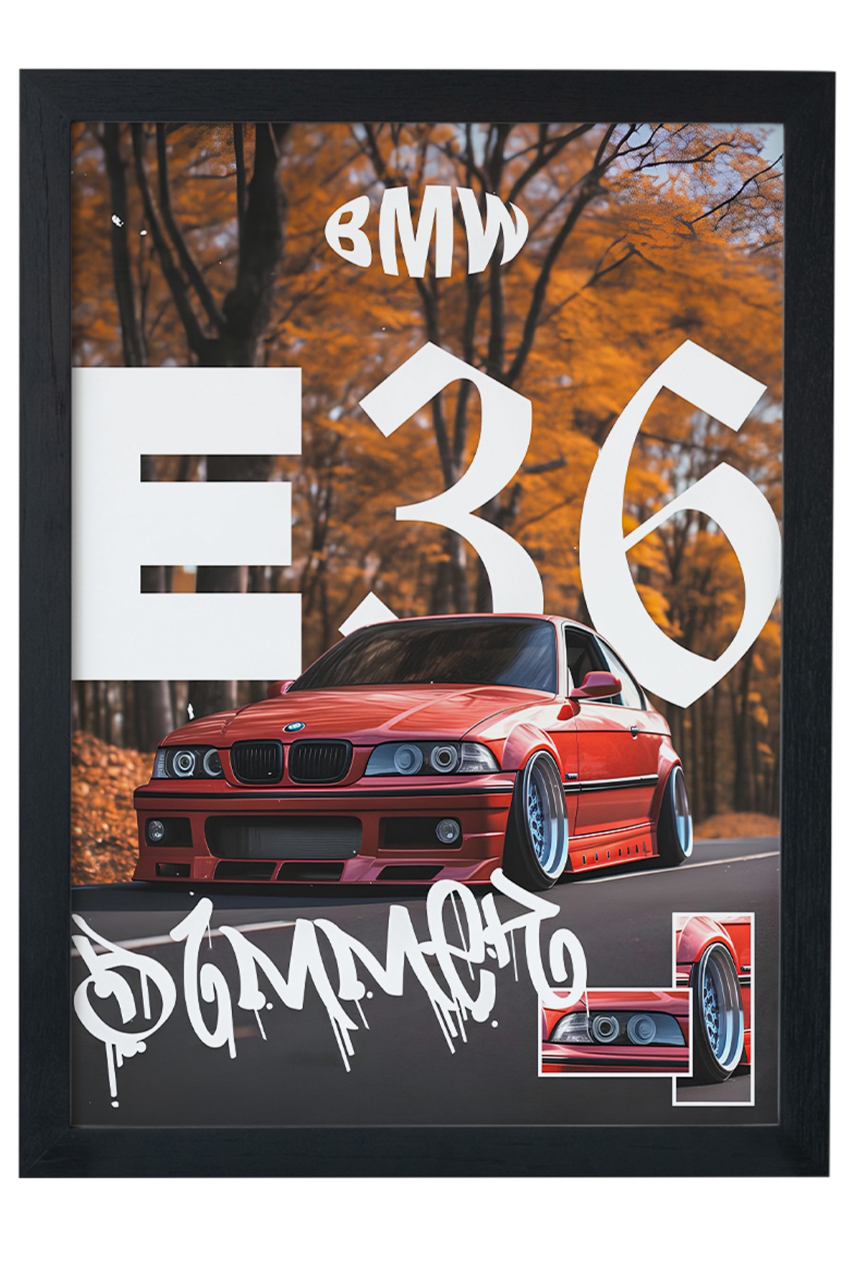 Bmw 3 Series E36 Tasarım Çerçevesiz Poster main variant image