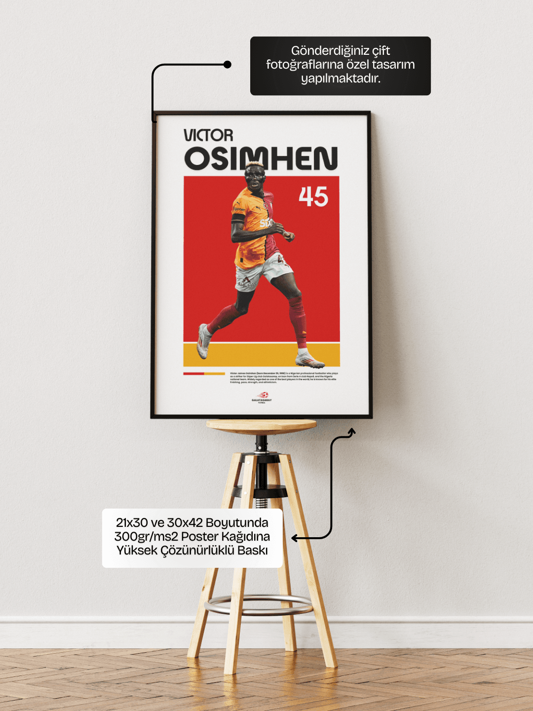 Victor James Osimhen Galatasaray Siyah Çerçeveli Poster Tablosu