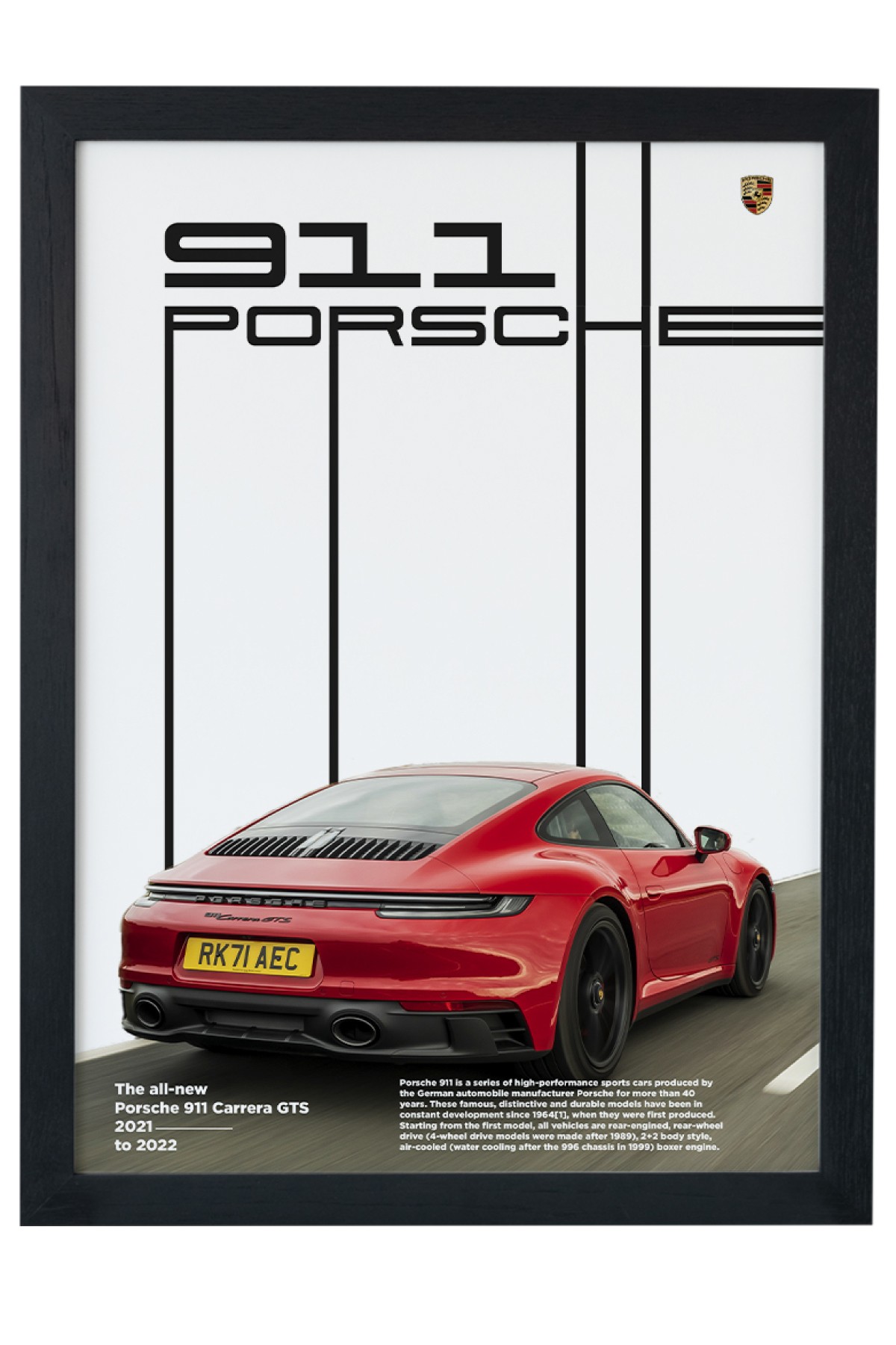 Porsche 911 Carrera GTS Siyah Çerçeveli Tablo Poster main variant image