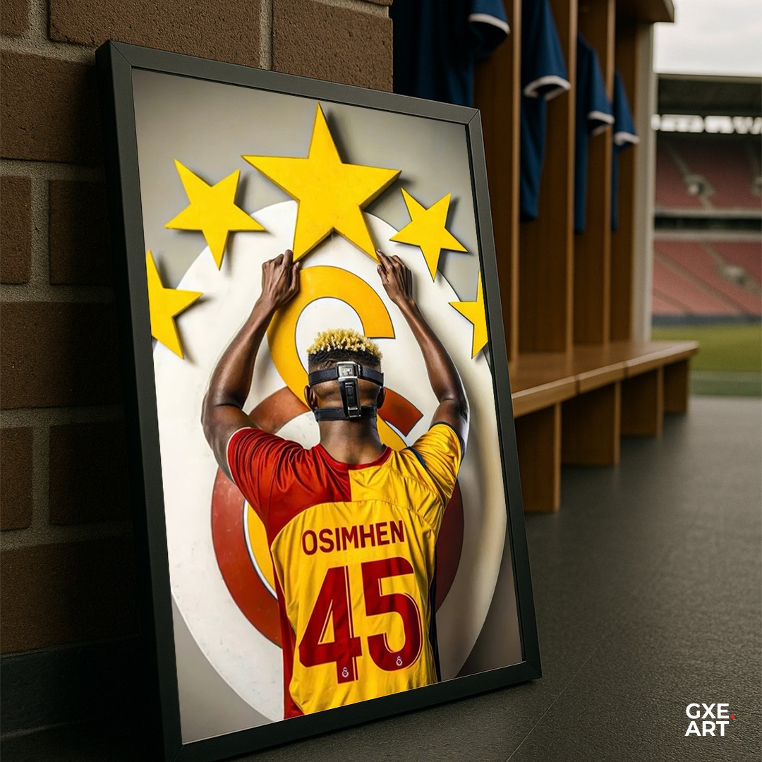 OSİMHEN ŞAMPİYONLUK Galatasaray Siyah Çerçeveli Poster Tablosu