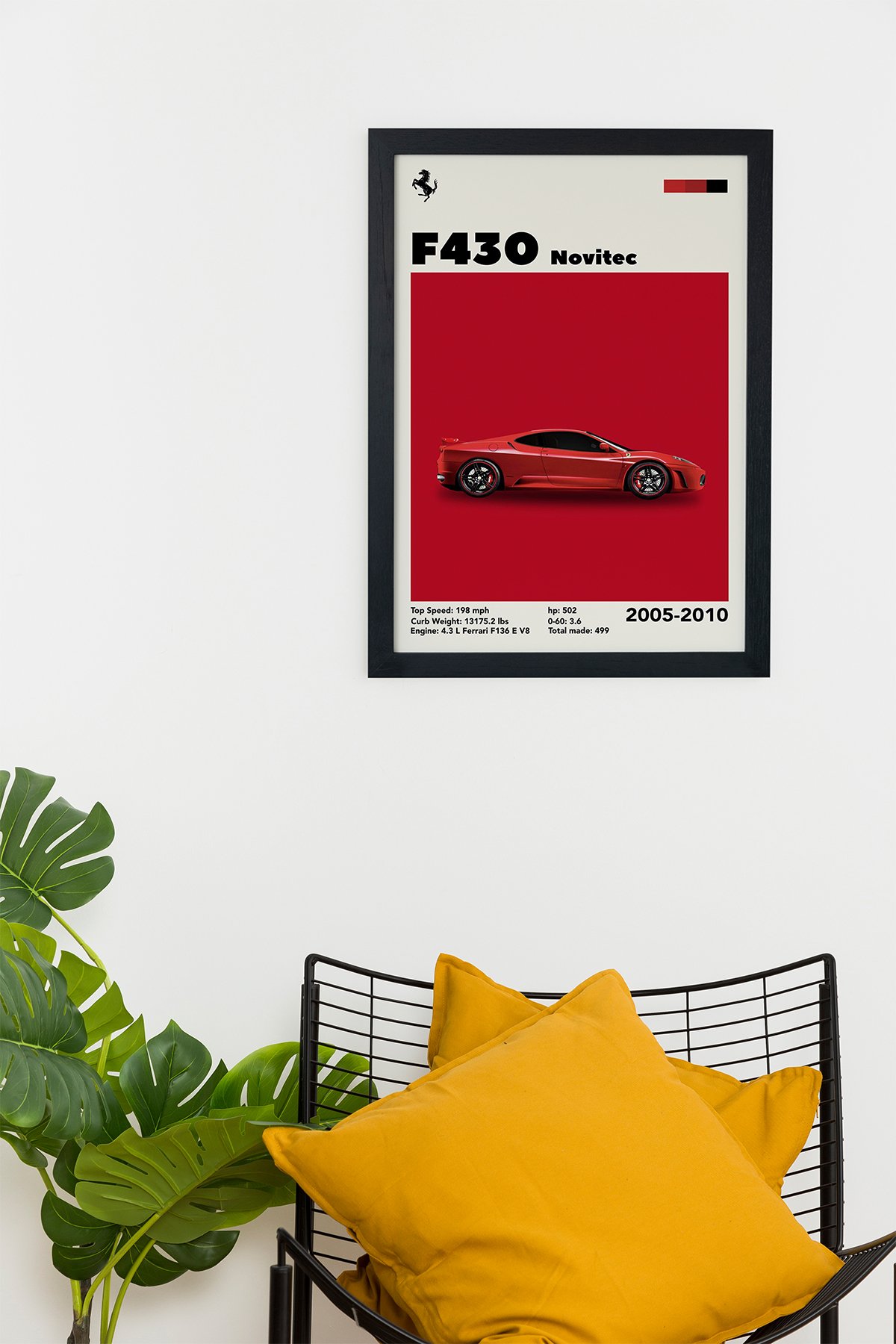 Ferrari F430 Novitec Car Serie Özel Tasarım Siyah Çerçeveli Tablo Poster