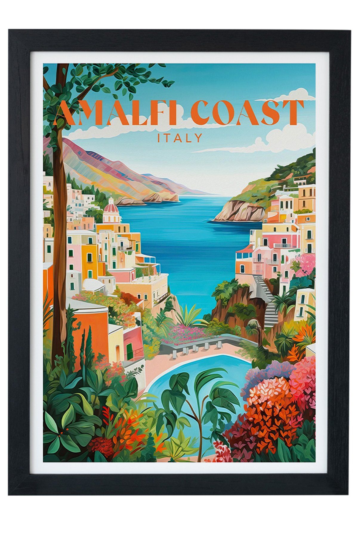 Amalfi Coast Italy Siyah Çerçeveli Tablo Poster main variant image