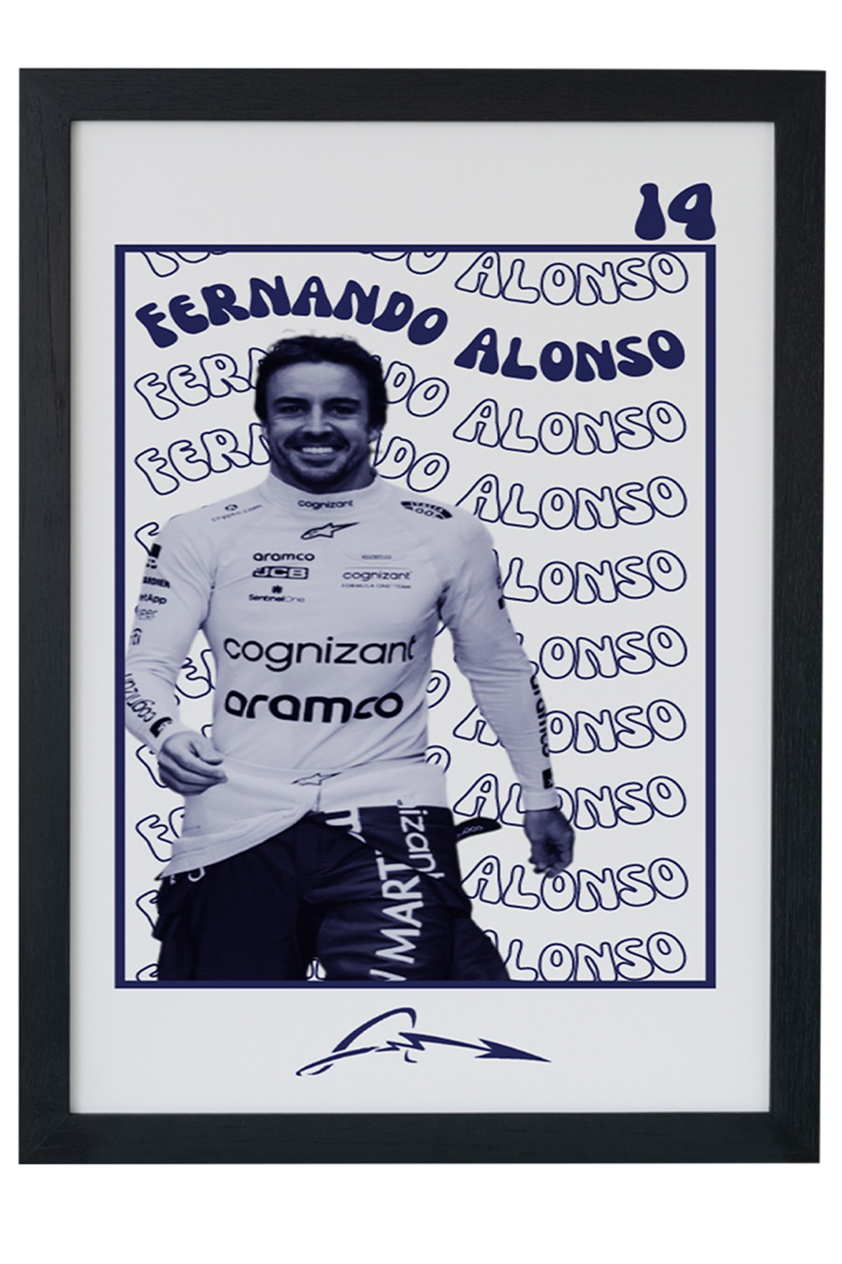 Fernando Alonso F1 Pilotu Siyah Çerçeveli Poster Tablo main variant image