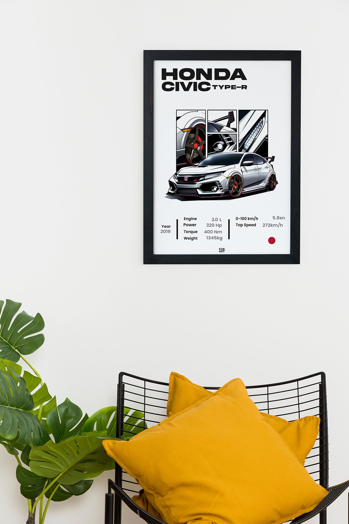 Honda Cıvıc TYPE-R Siyah Çerçeveli Tablo Poster