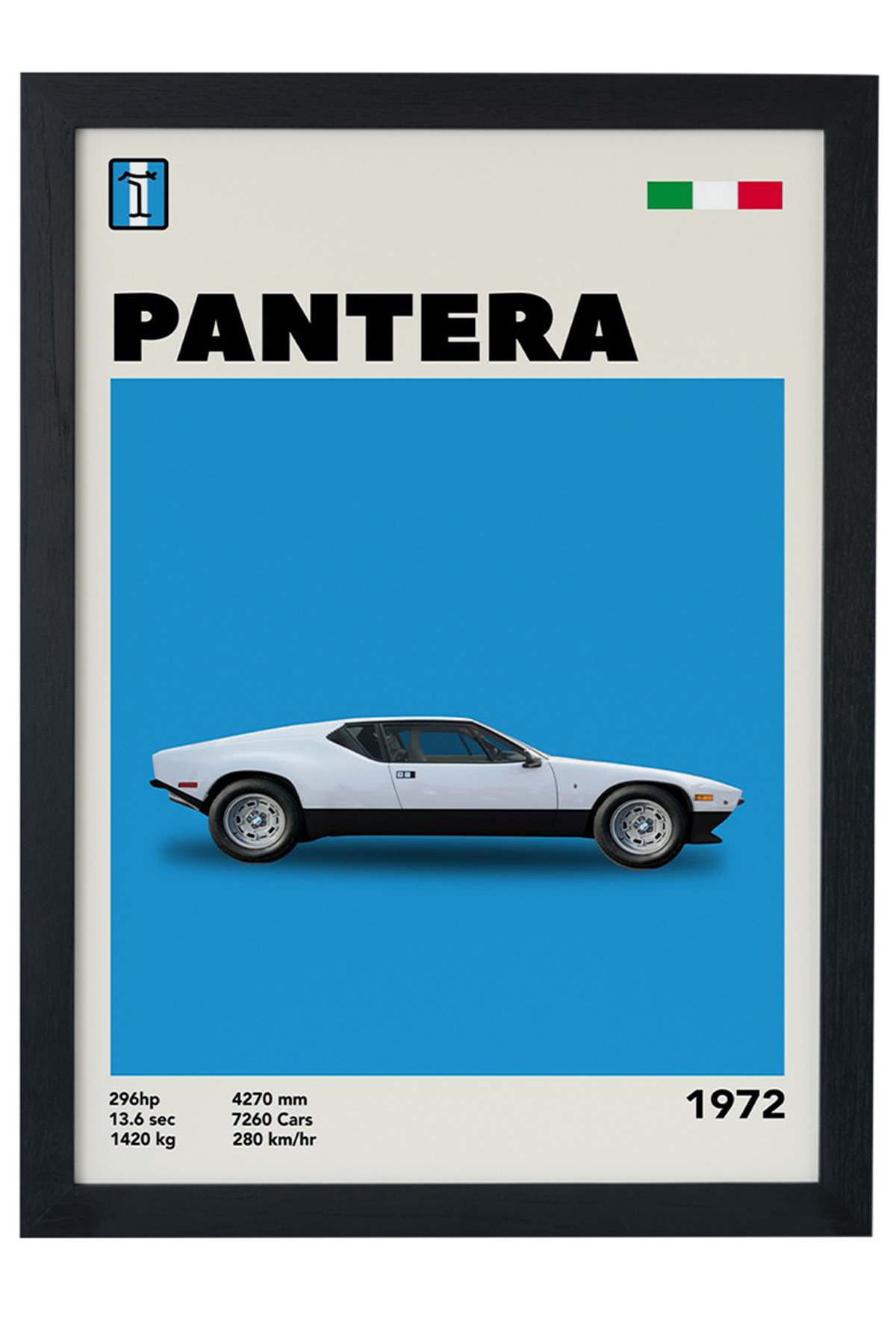 Pantera 1972 Car Serie Özel Tasarım Siyah Çerçeveli Tablo Poster main variant image