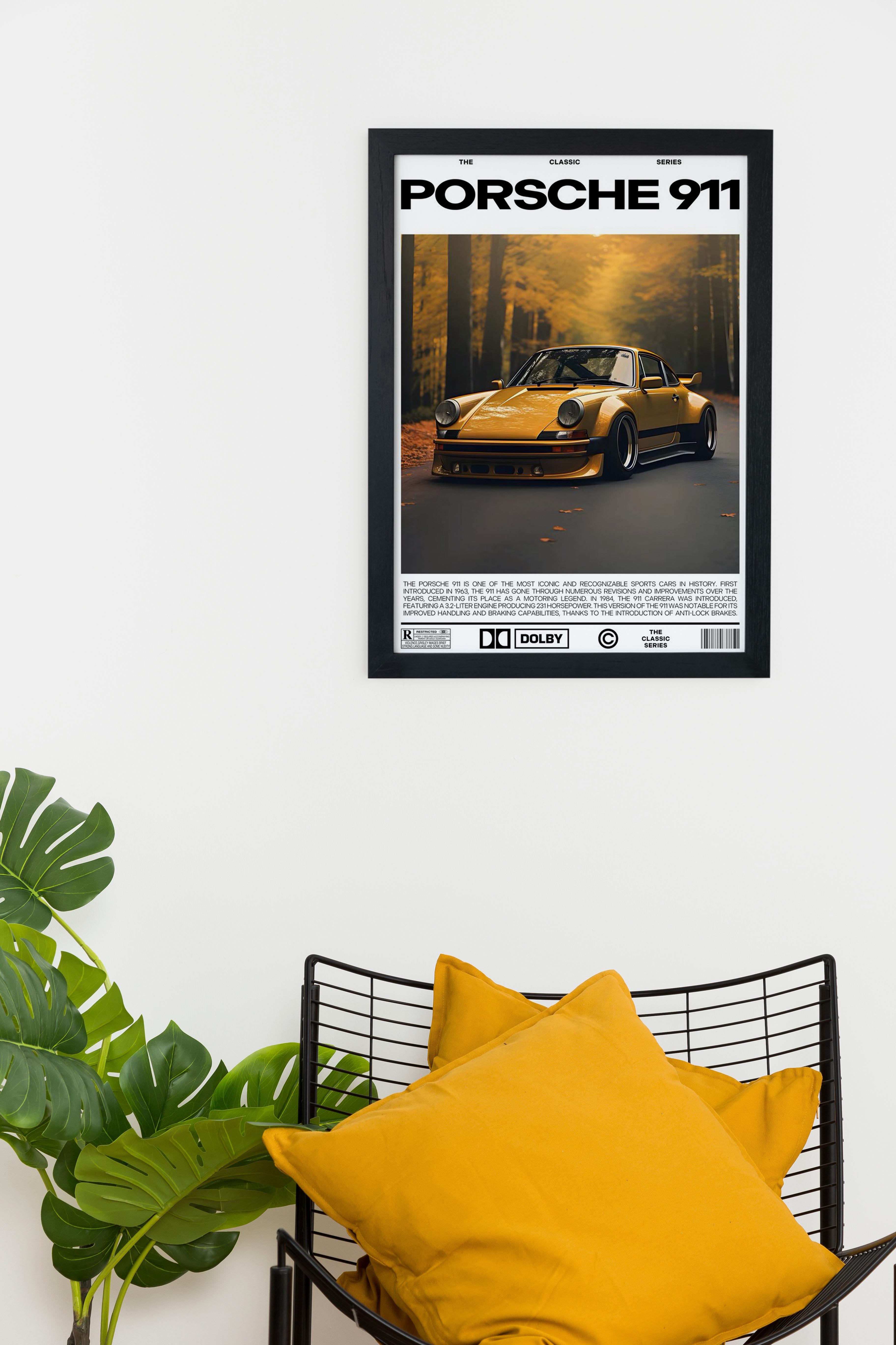 PORSCHE 911-V Car Serie Özel Tasarım Siyah Çerçeveli Tablo Poster