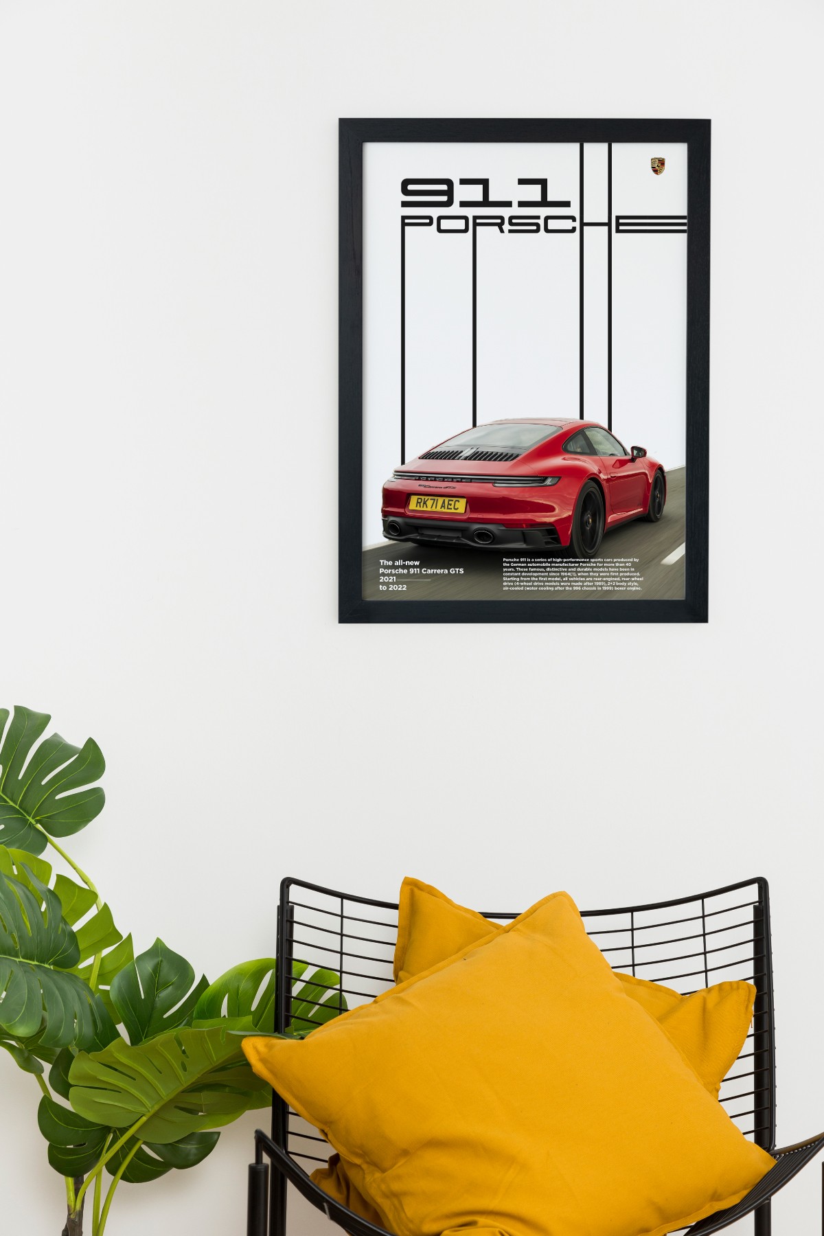 Porsche 911 Carrera GTS Siyah Çerçeveli Tablo Poster