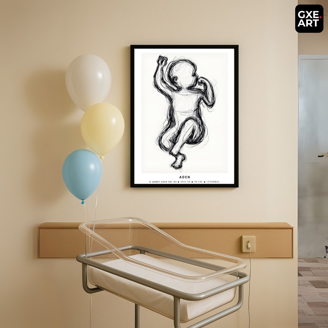 Yeni Doğan Bebek Çerçeveli Poster Tablo image
