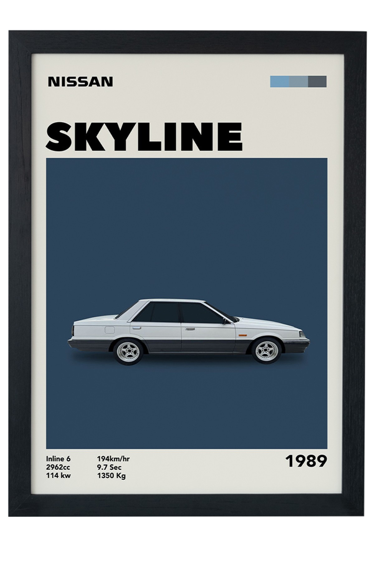 Nissan Skyline 1989 Car Serie Özel Tasarım Siyah Çerçeveli Tablo Poster main variant image